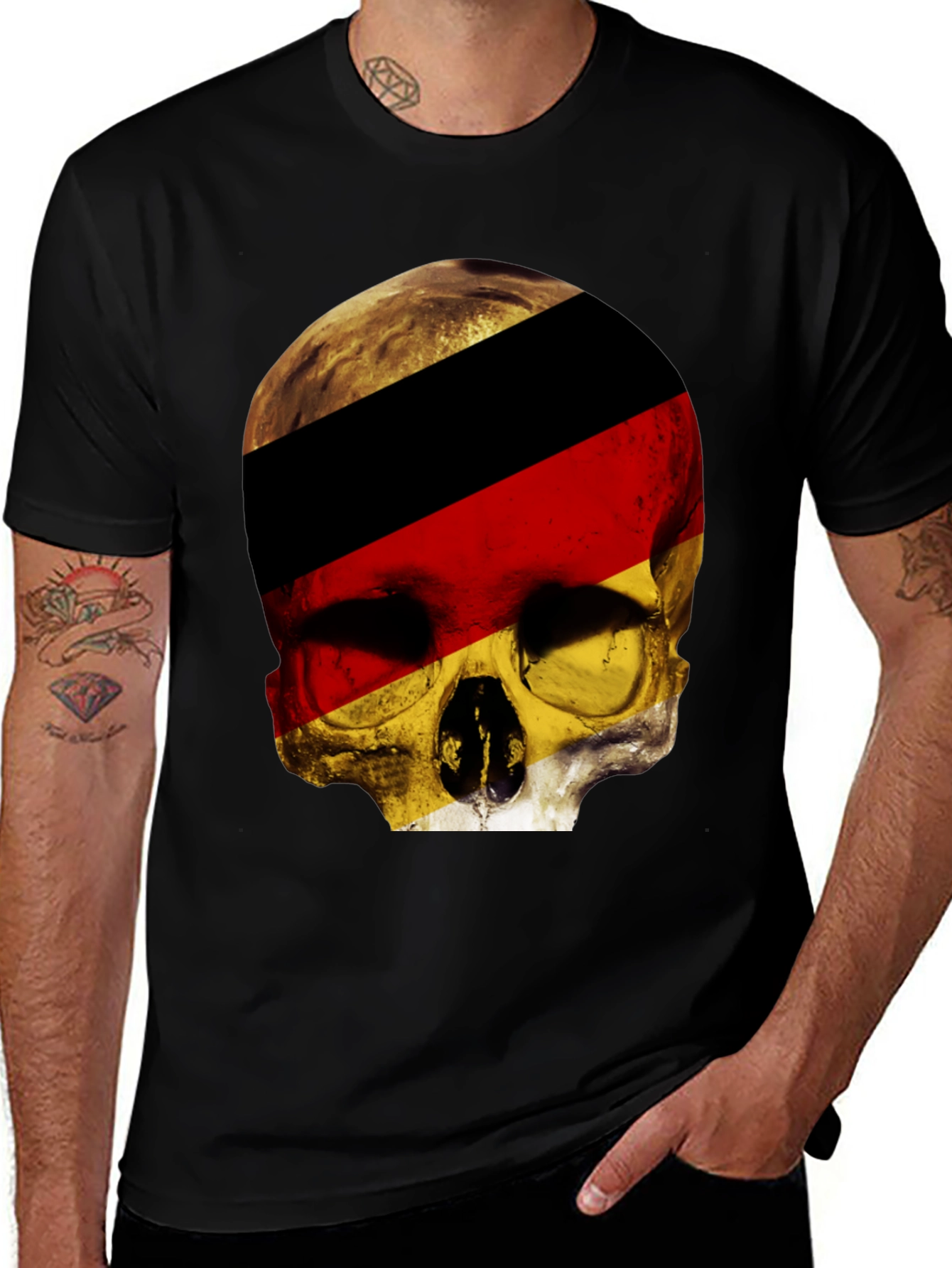 Variant 19 of German Flag Skull Graphic T-Shirt - Black