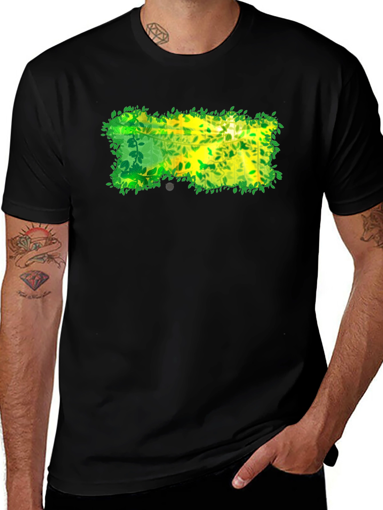 Variant 12 of Nature-Inspired Graphic Black T-Shirt