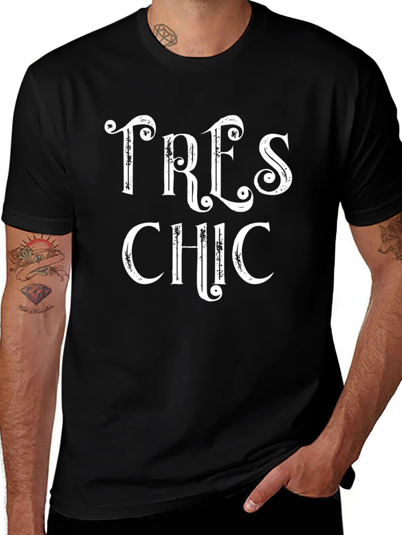 Variant 7 of Tres Chic Graphic Print Black T-Shirt for Men
