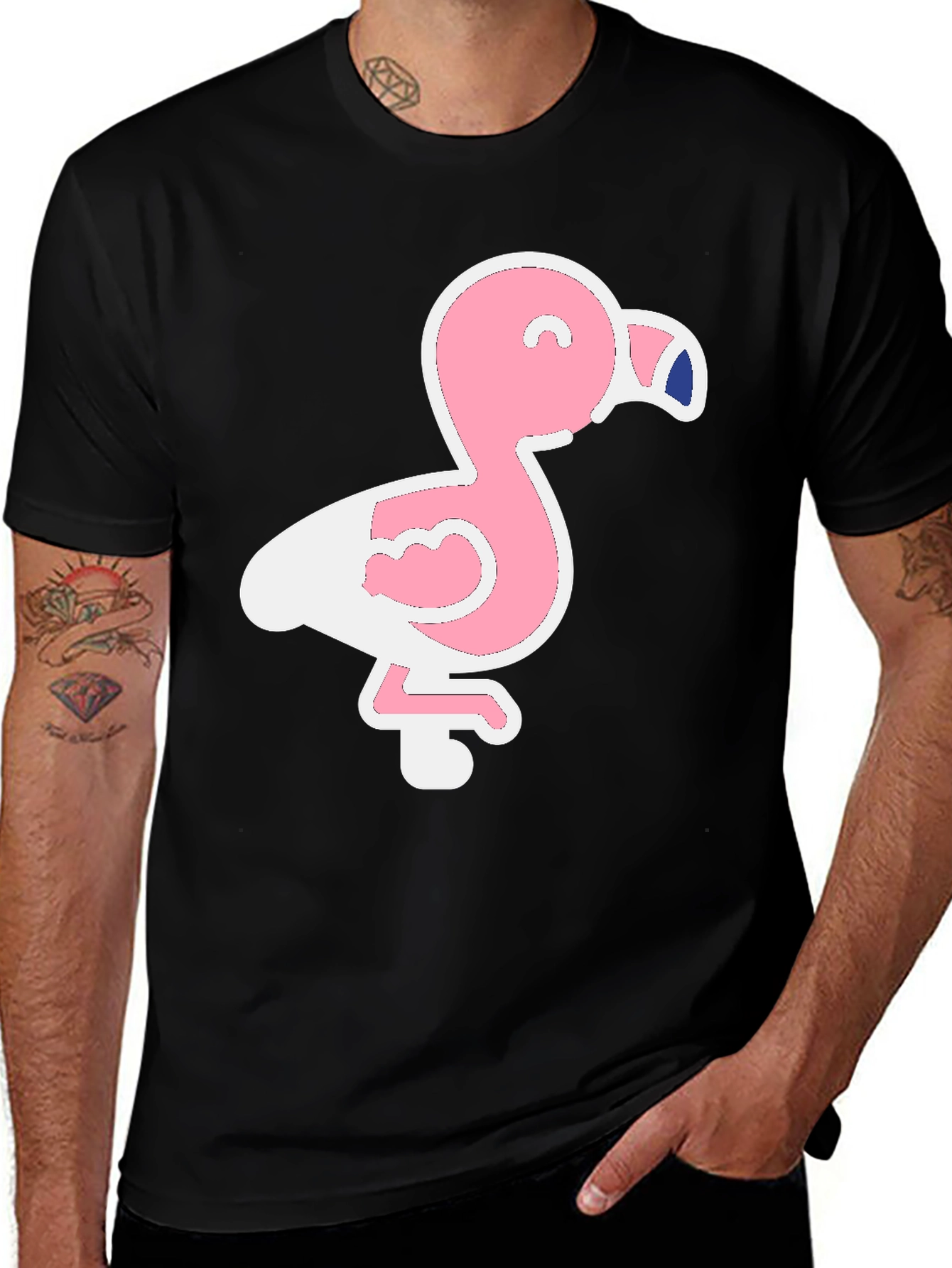 Variant 6 of Funny Flamingo Graphic Tee - Black