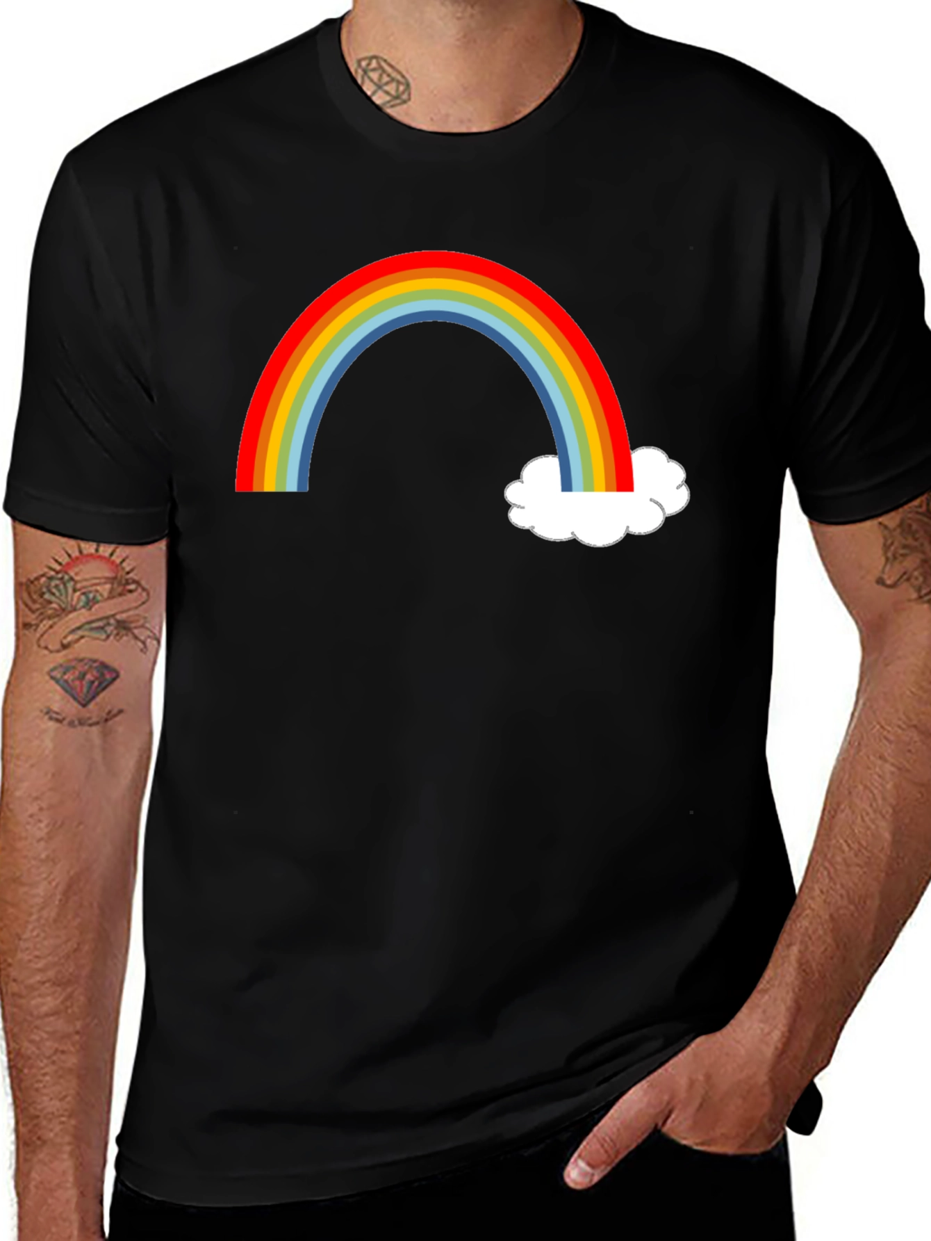 Variant 4 of Rainbow and Cloud Graphic Tee