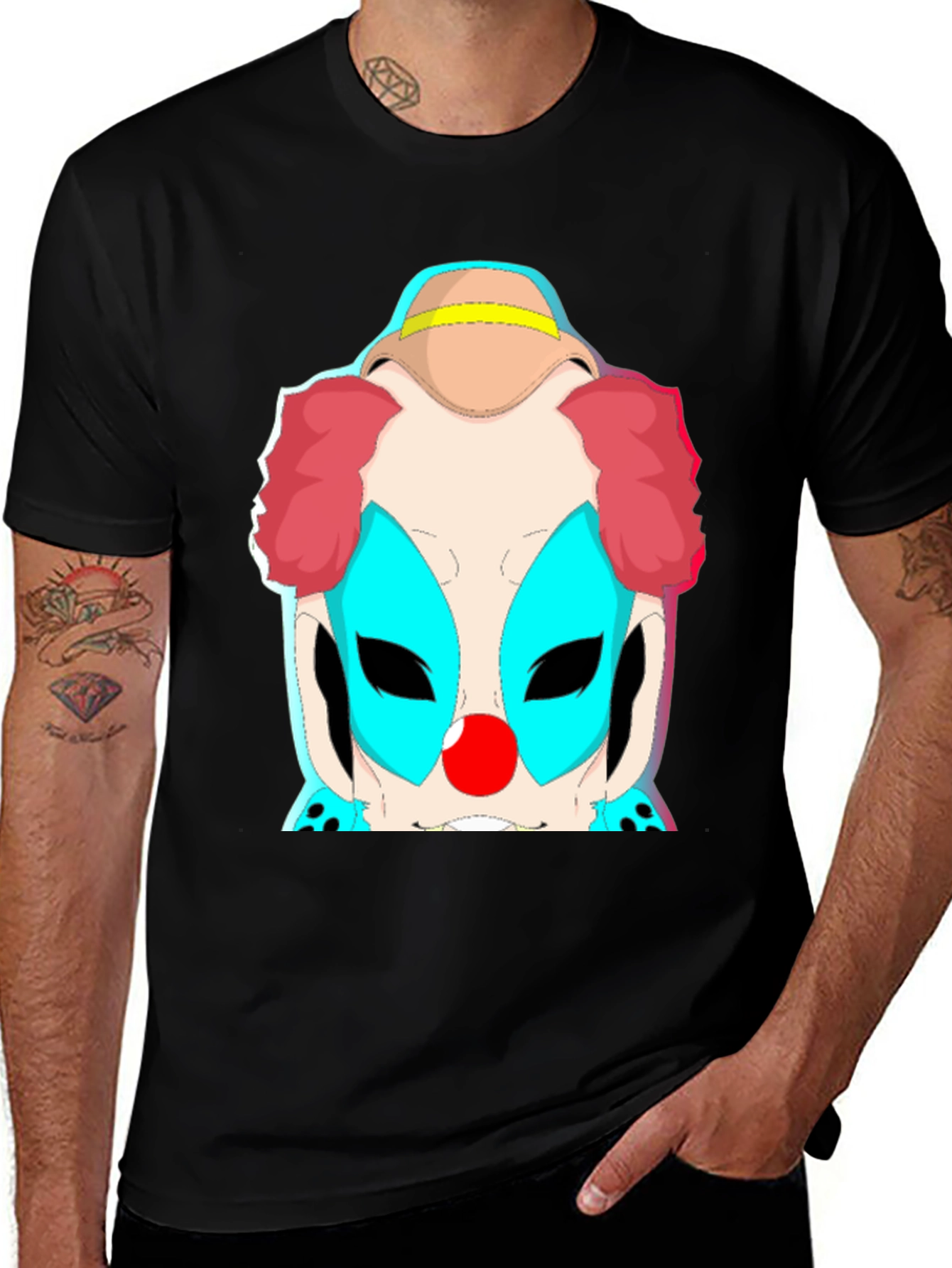 Variant 23 of Clown Graphic Tee - Bold Black Cotton T-Shirt
