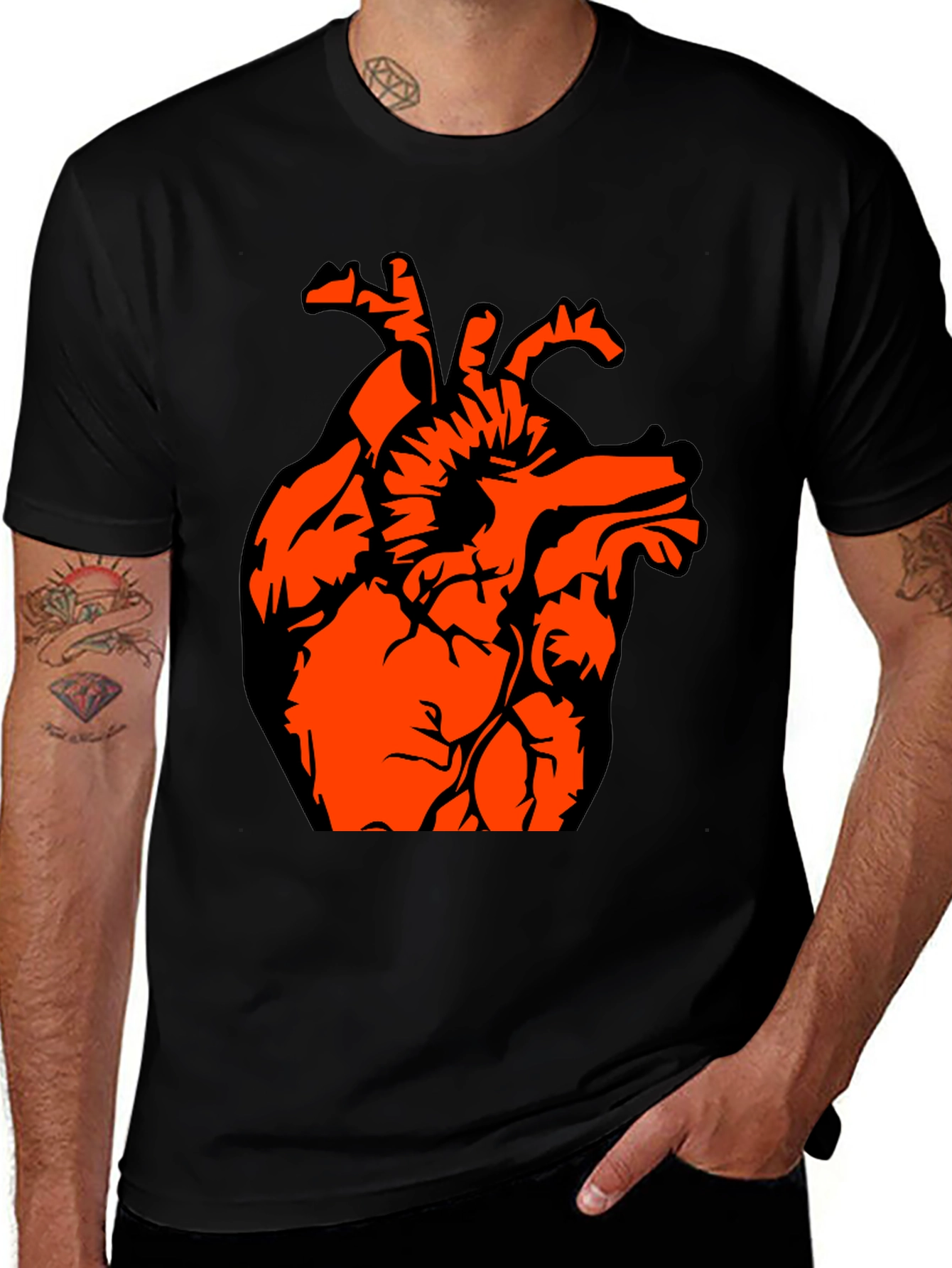 Variant 27 of Anatomical Heart Graphic Tee - Black