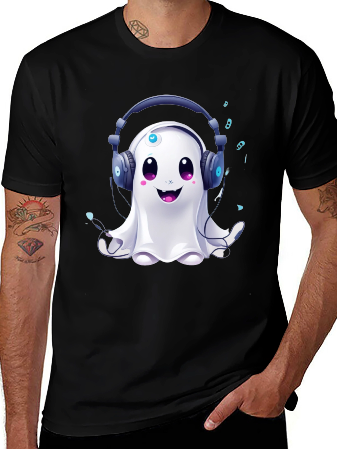 Variant 28 of Ghost with Headphones Graphic Tee