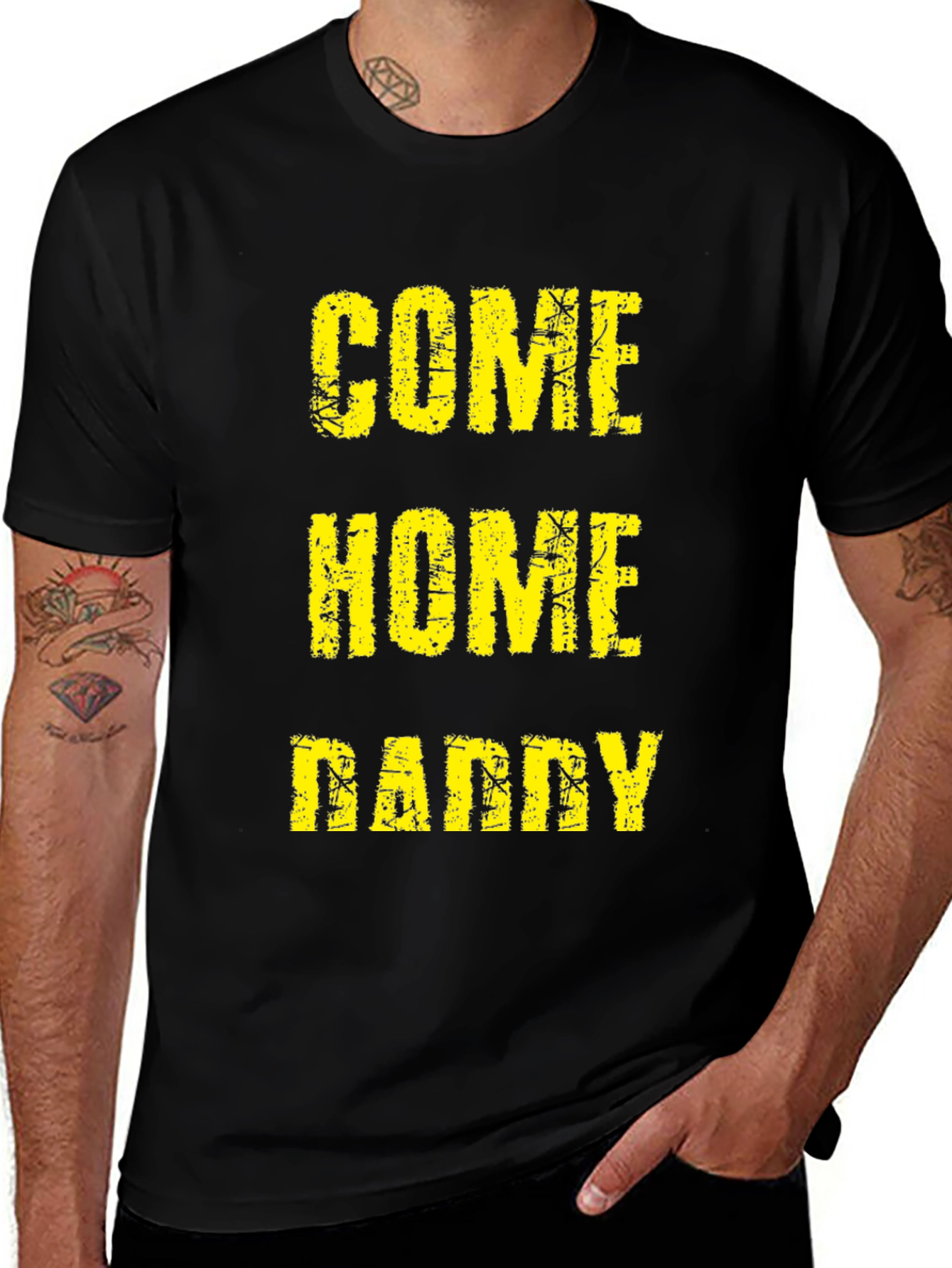 Variant 27 of Come Home Daddy Tee - Black Graphic T-Shirt