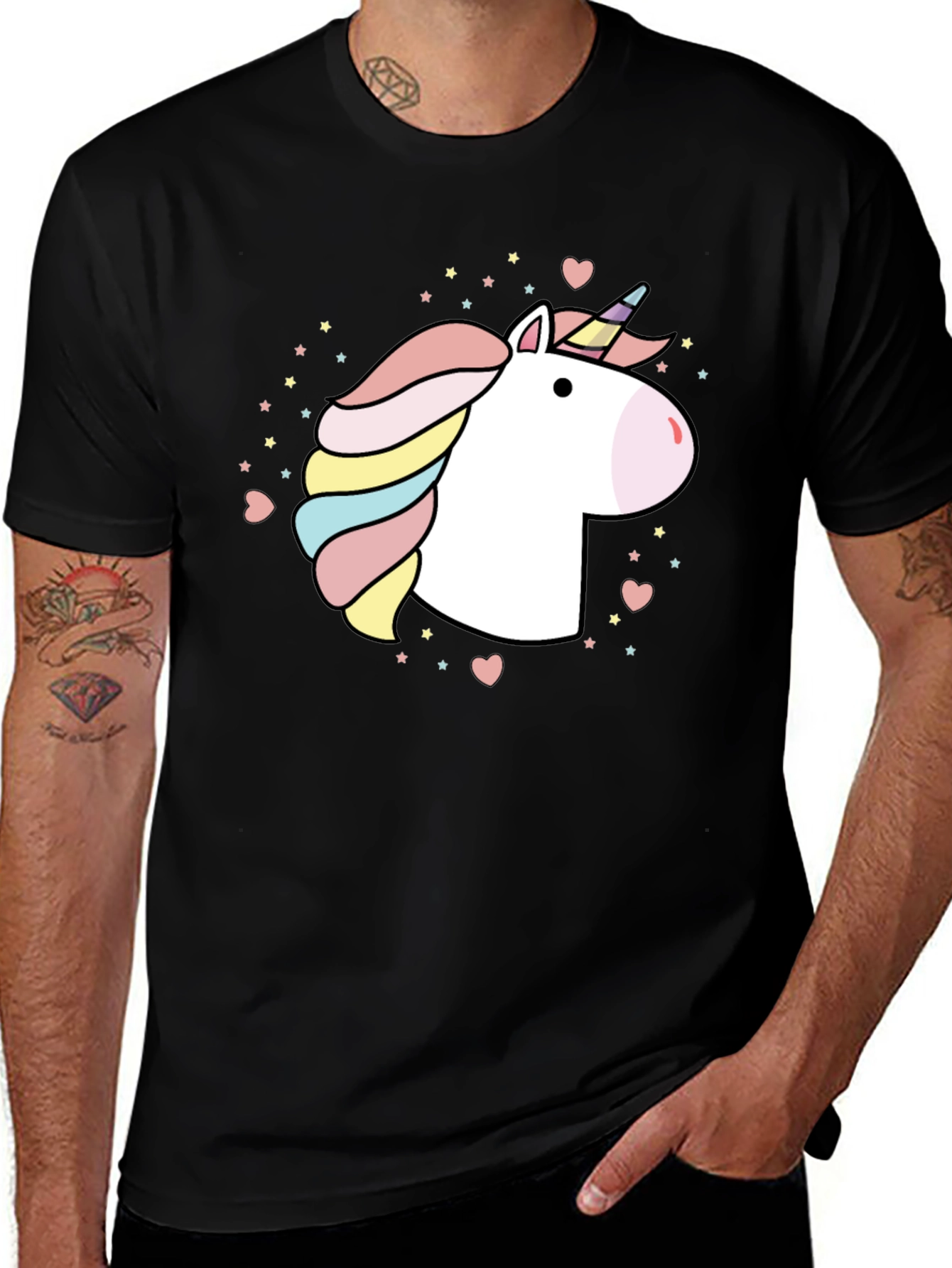 Variant 6 of Unicorn Graphic Tee - Black Cotton Comfort