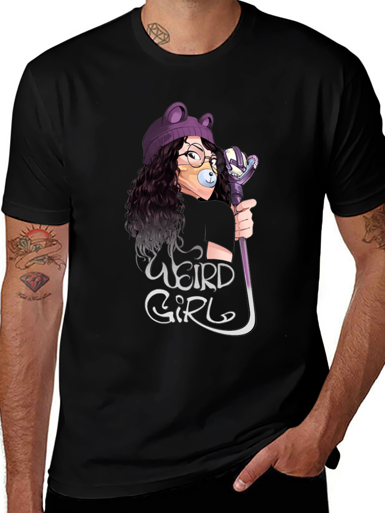 Variant 5 of Weird Girl Graphic Print Black T-Shirt
