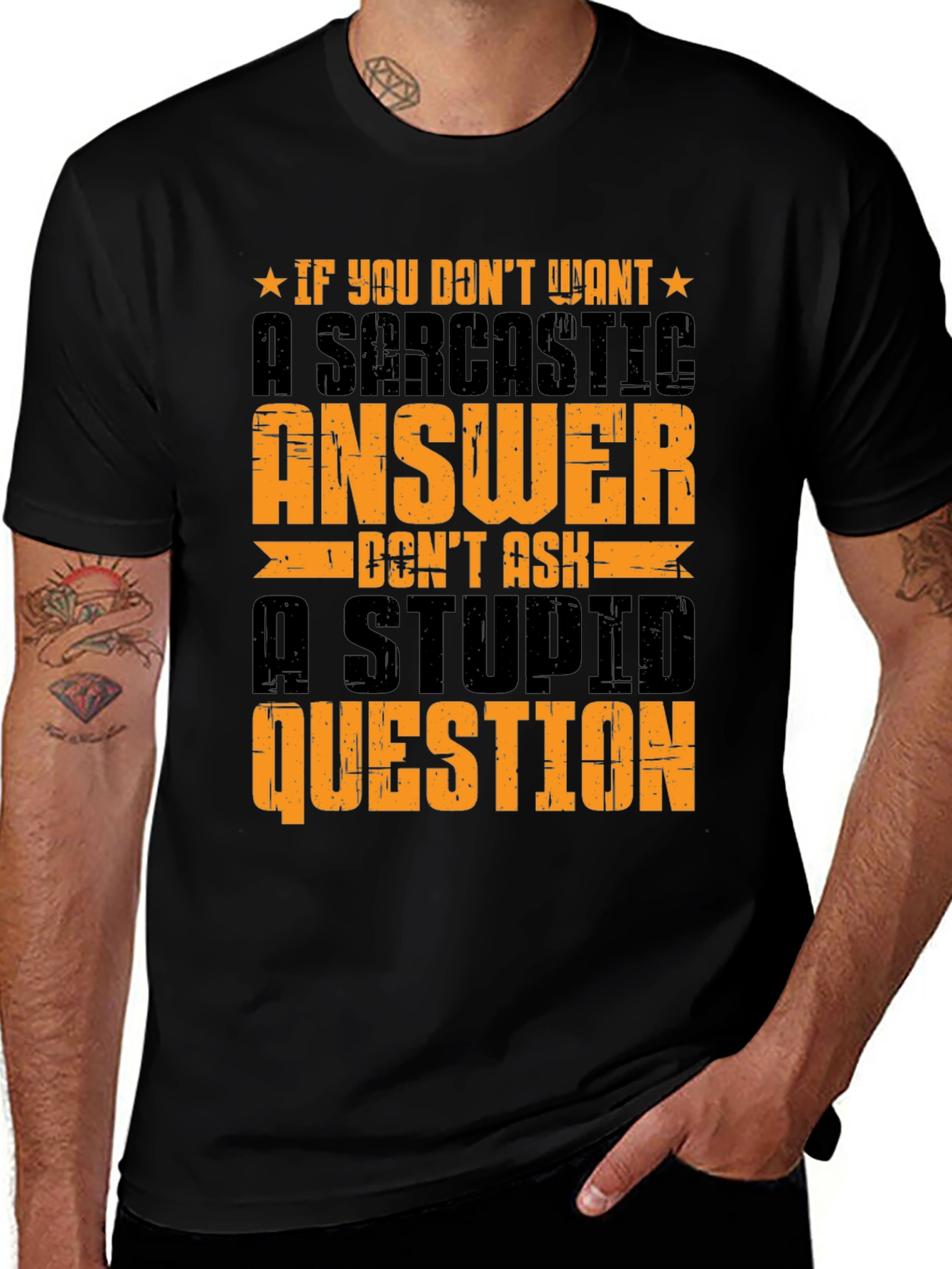 Variant 26 of Sarcastic Answer Graphic Tee - Black