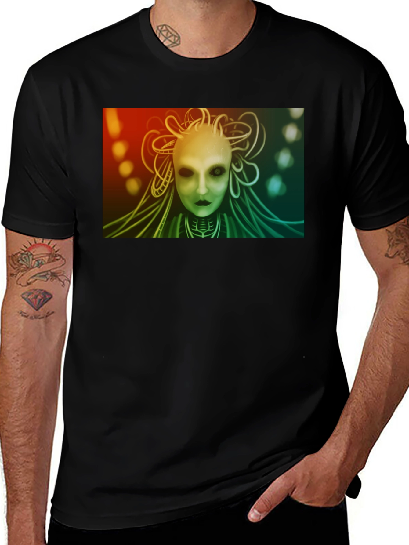 Variant 2 of Futuristic Alien Black T-Shirt