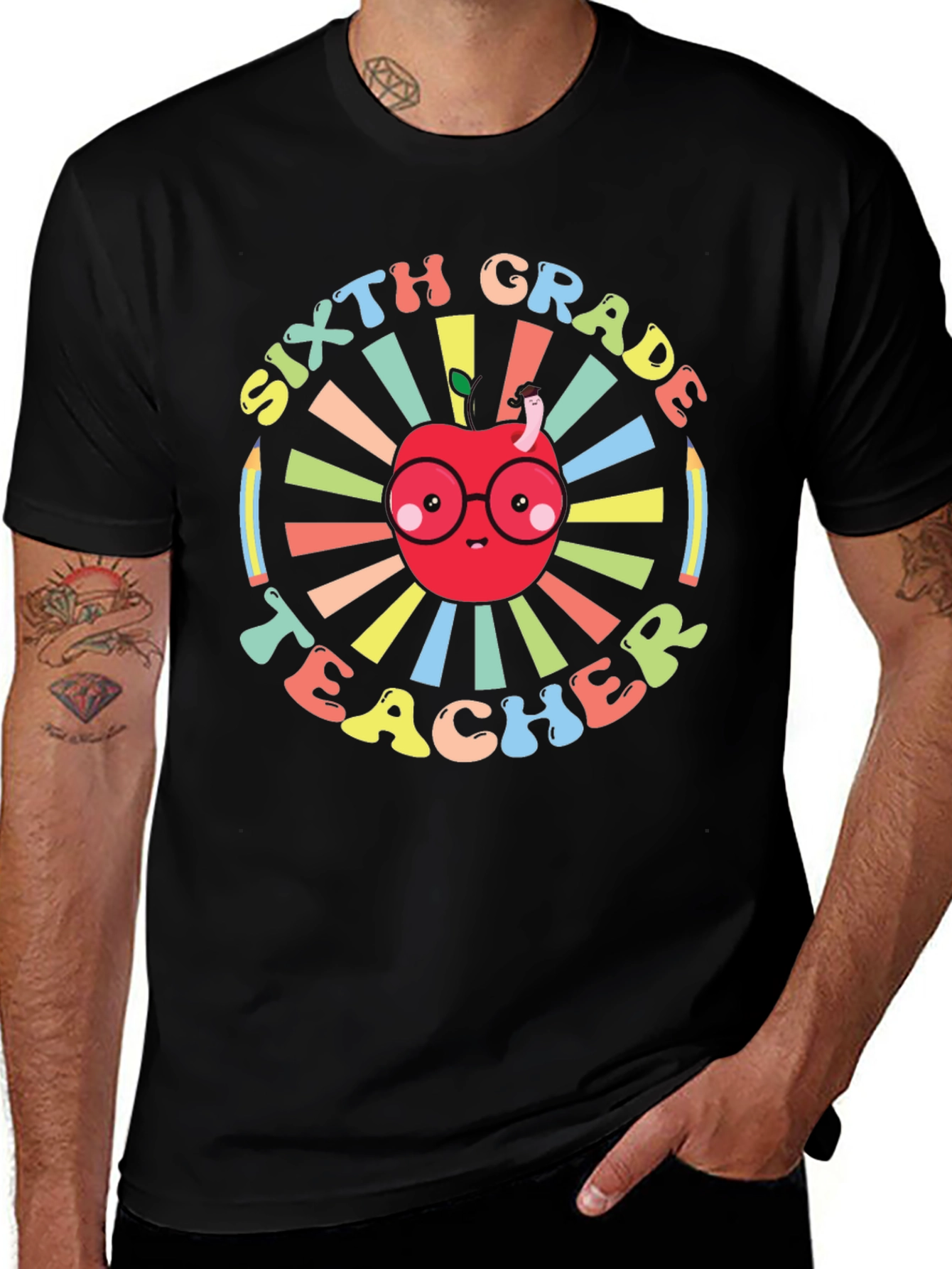 Sixth Grade Teacher Apple Graphic Tee