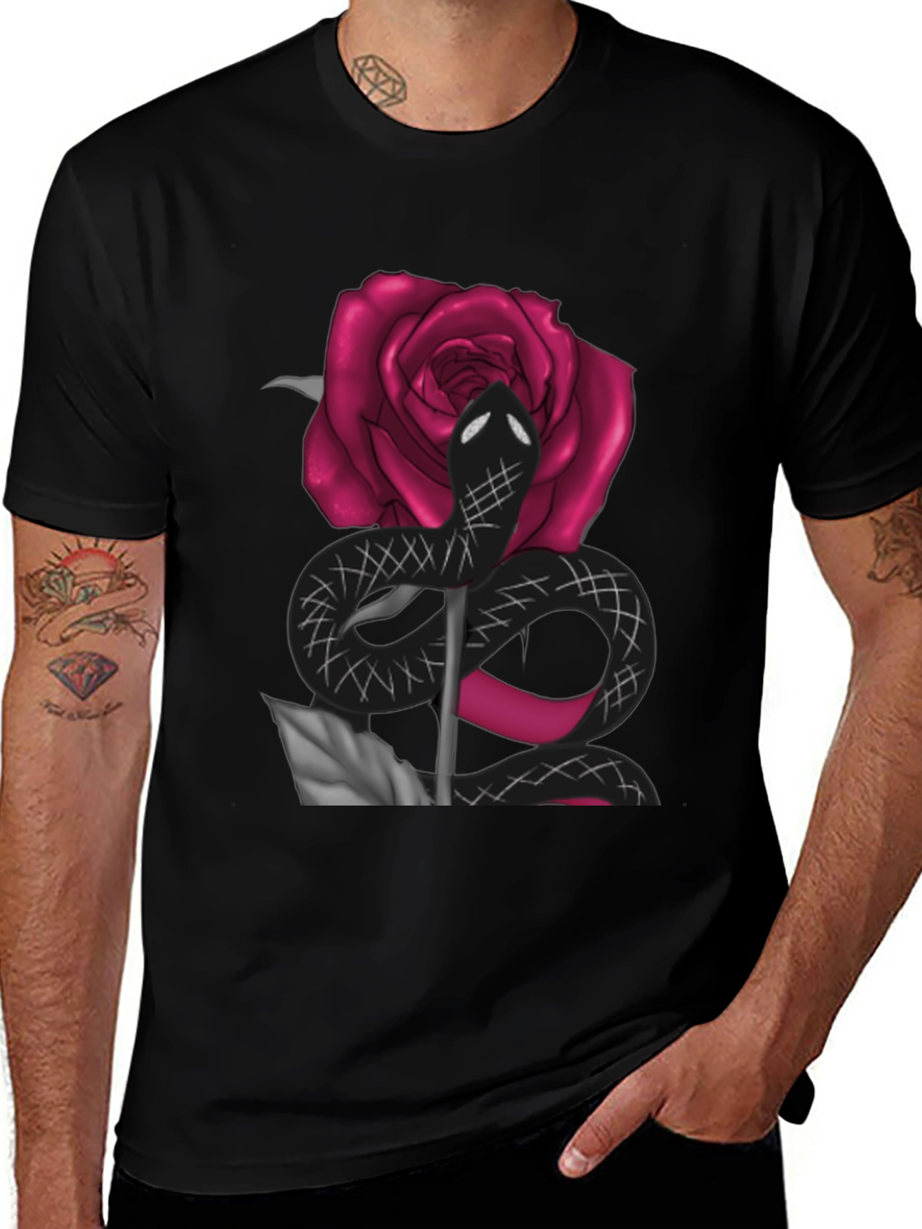 Variant 5 of Snake & Rose Graphic Tee - Bold Statement T-Shirt