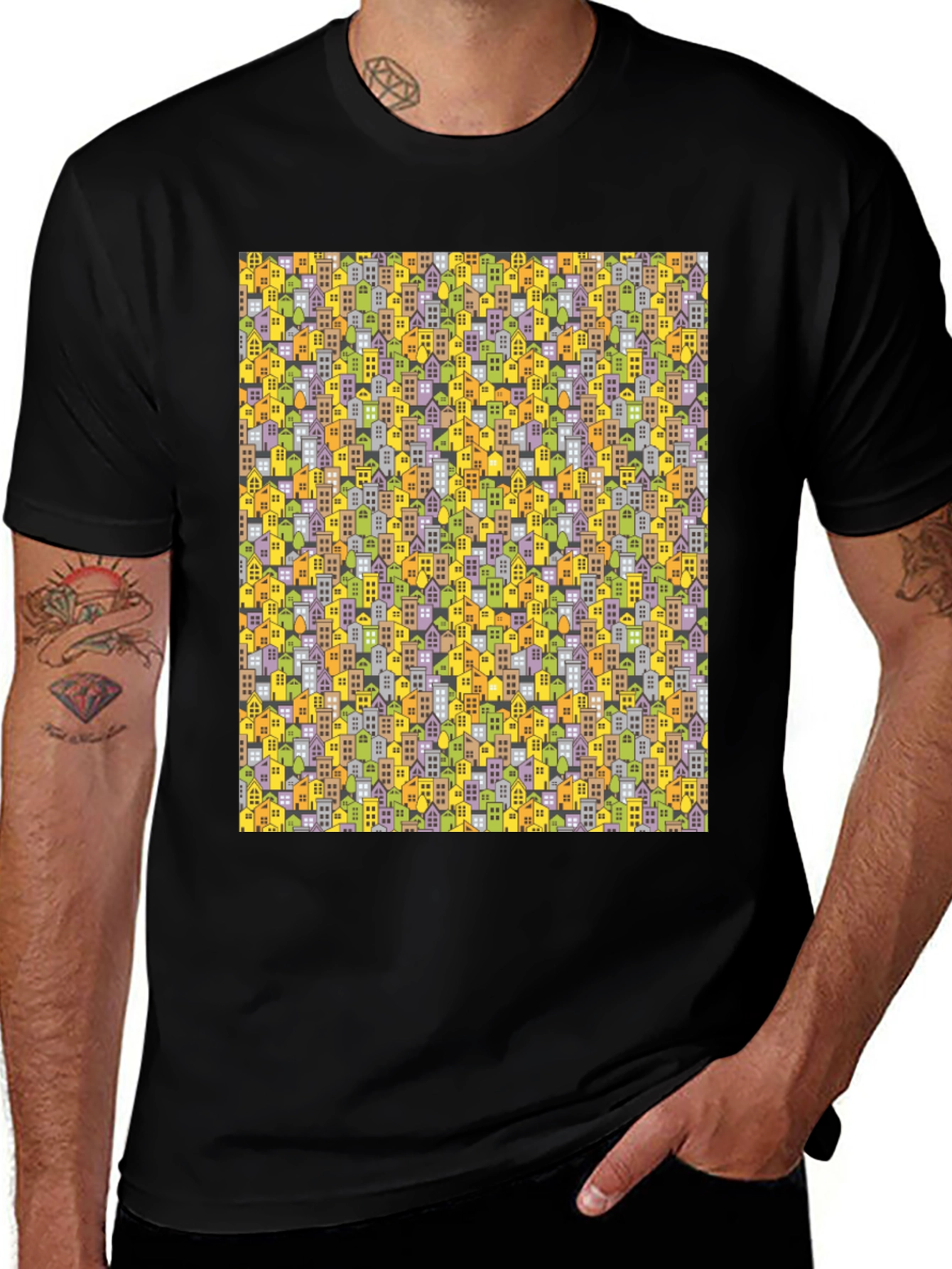 Cityscape Pattern T-Shirt