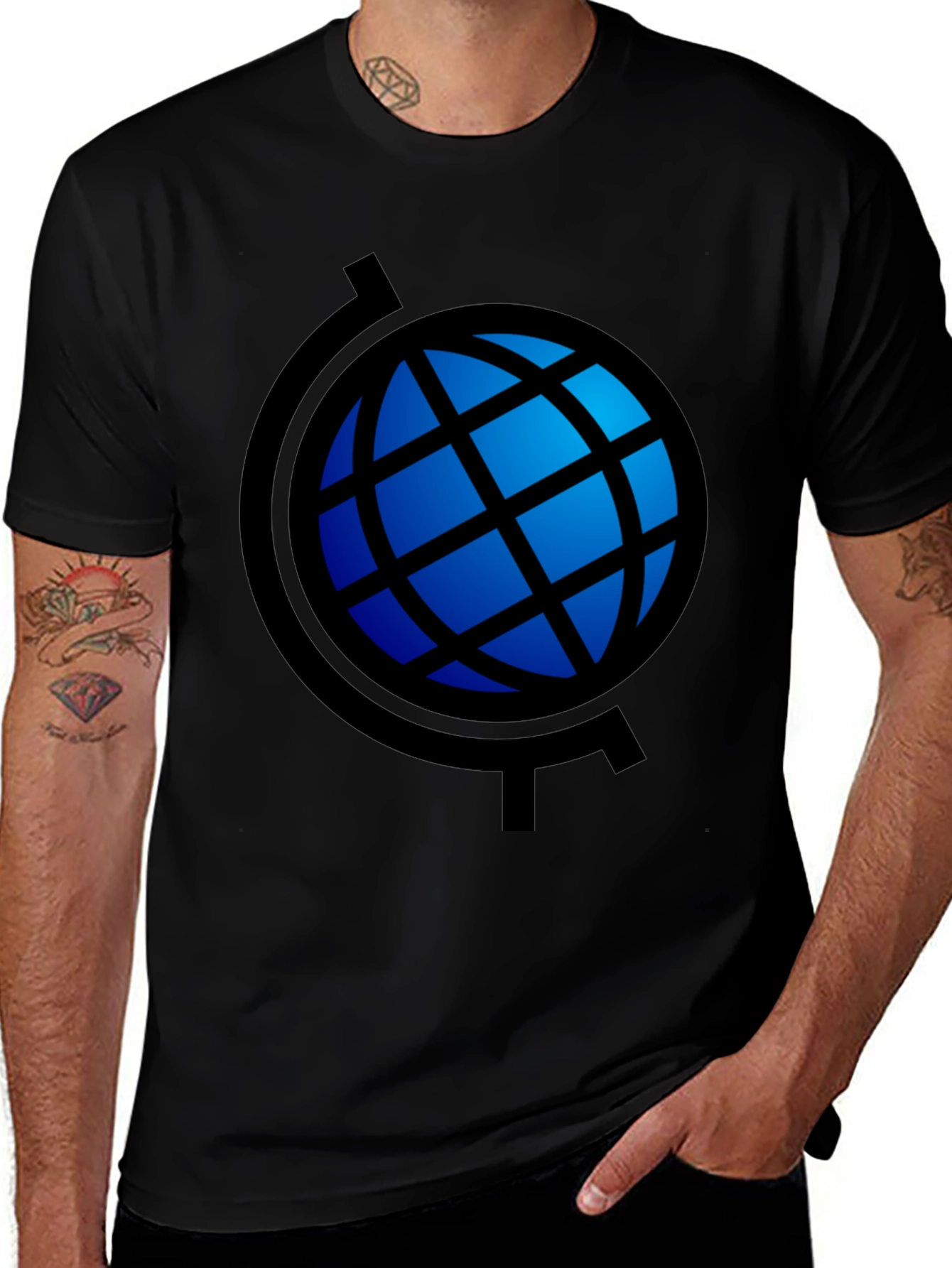 Variant 3 of Globe Graphic Black T-Shirt - Stylish Travel Tee