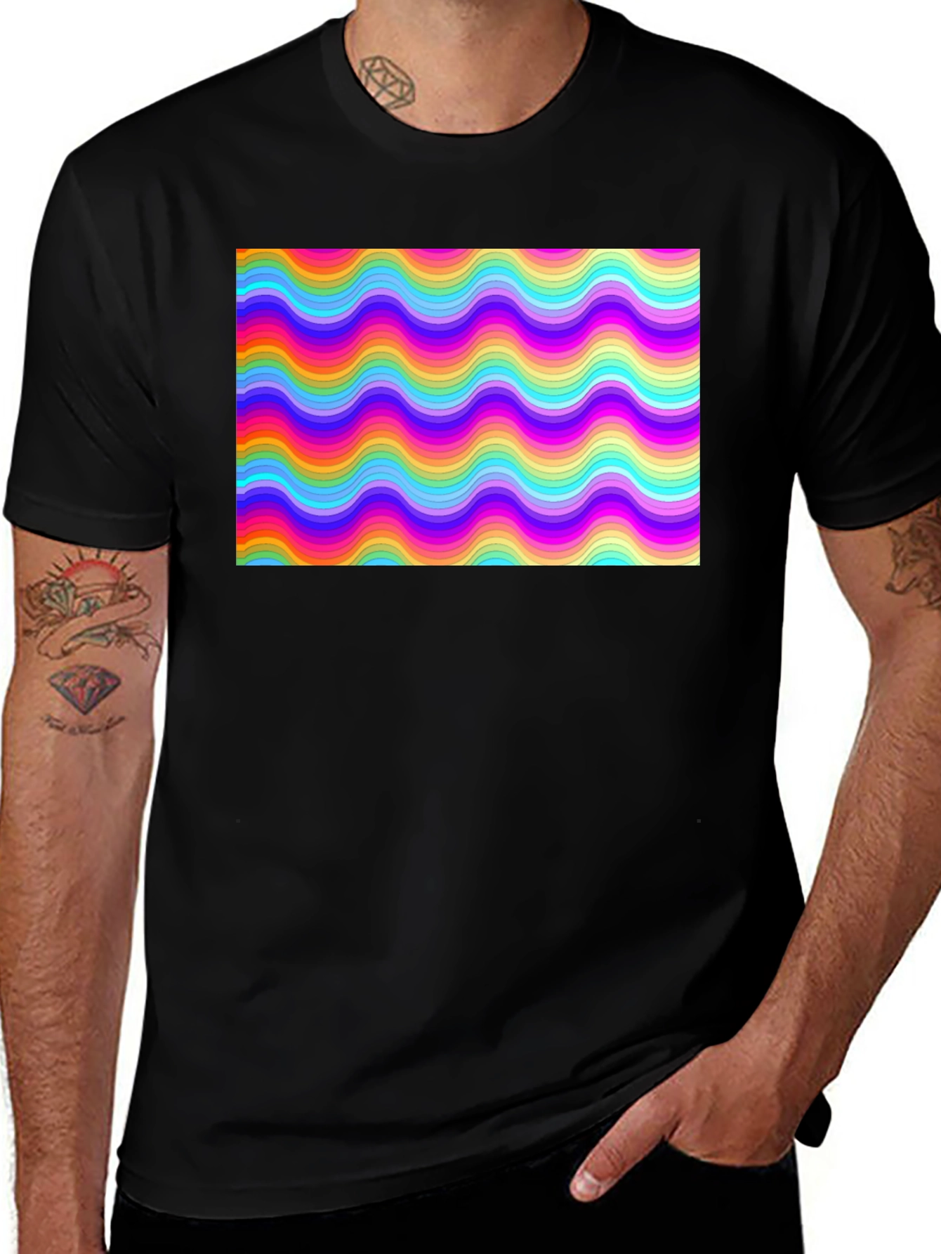 Variant 5 of Retro Wave Pattern Graphic Tee - Soft Cotton T-Shirt
