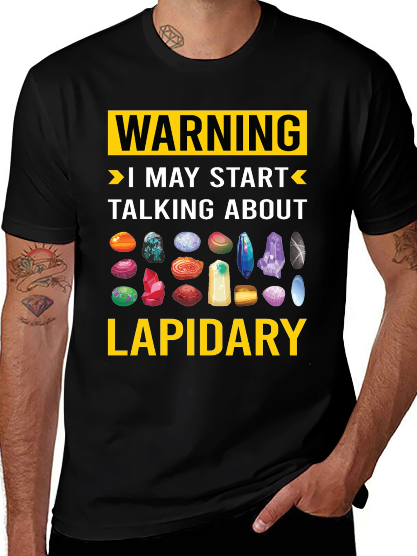 Variant 3 of Lapidary Warning T-Shirt: Gemstone Lover Tee