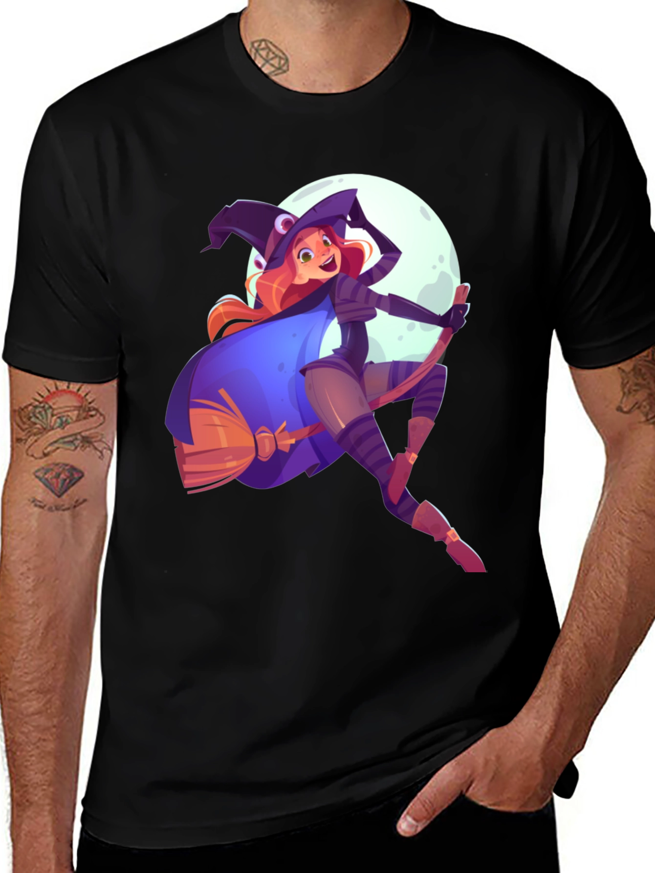 Variant 17 of Whimsical Witch Graphic T-Shirt - Halloween Style