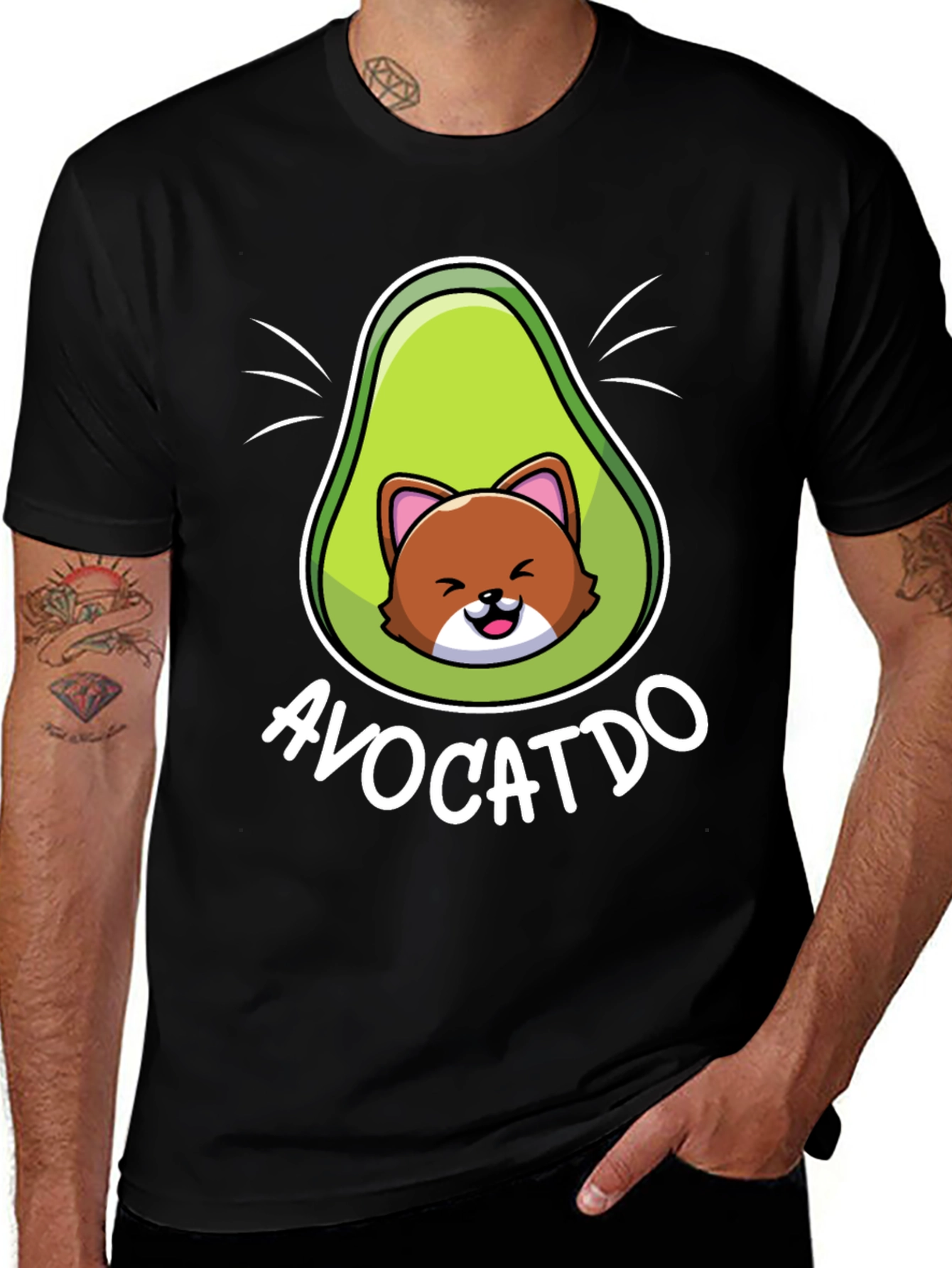 Variant 23 of Avocatto Men's T-Shirt - Funny Avocado Cat Graphic Tee