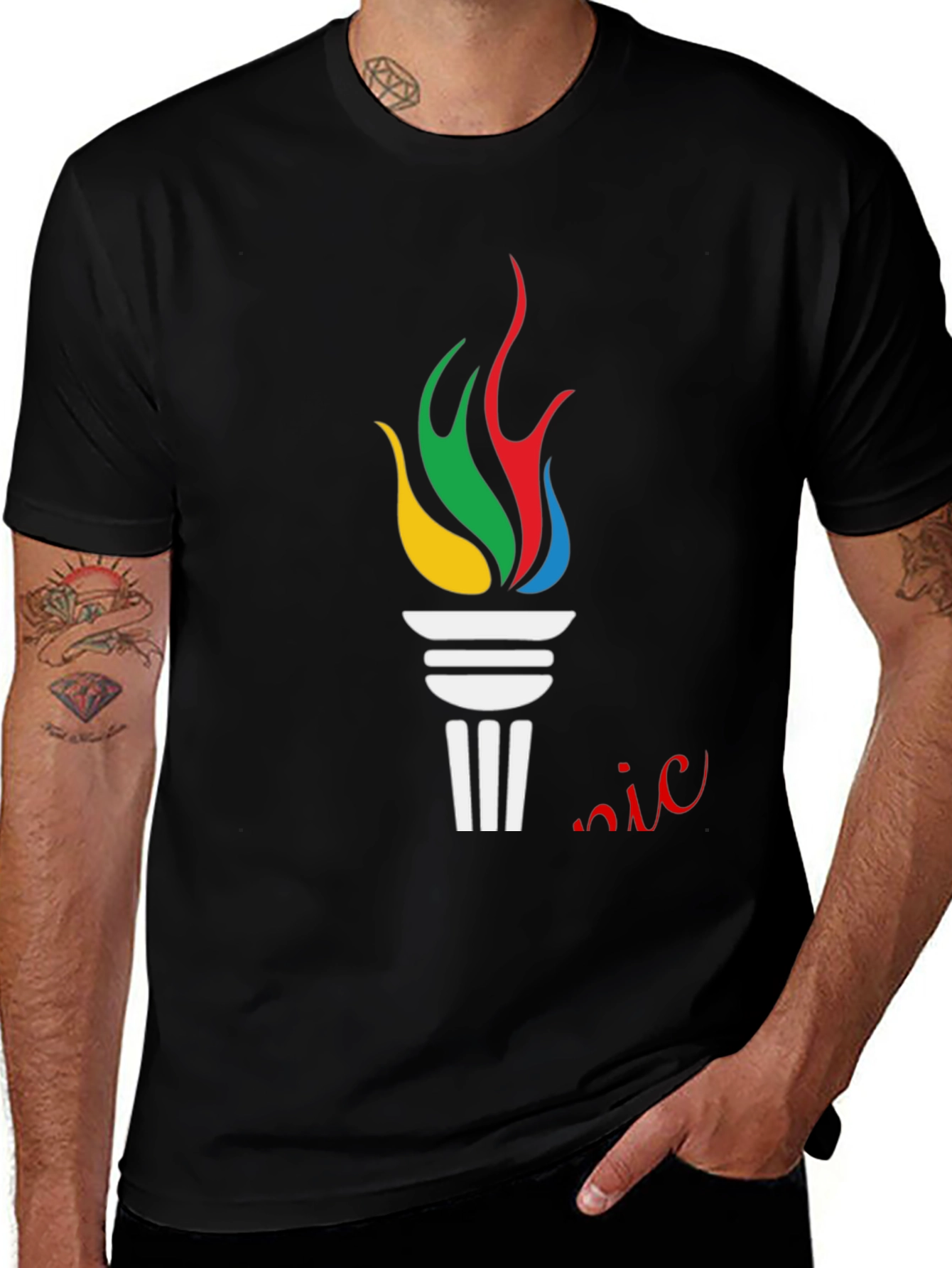 Olympic Torch Graphic Black T-Shirt
