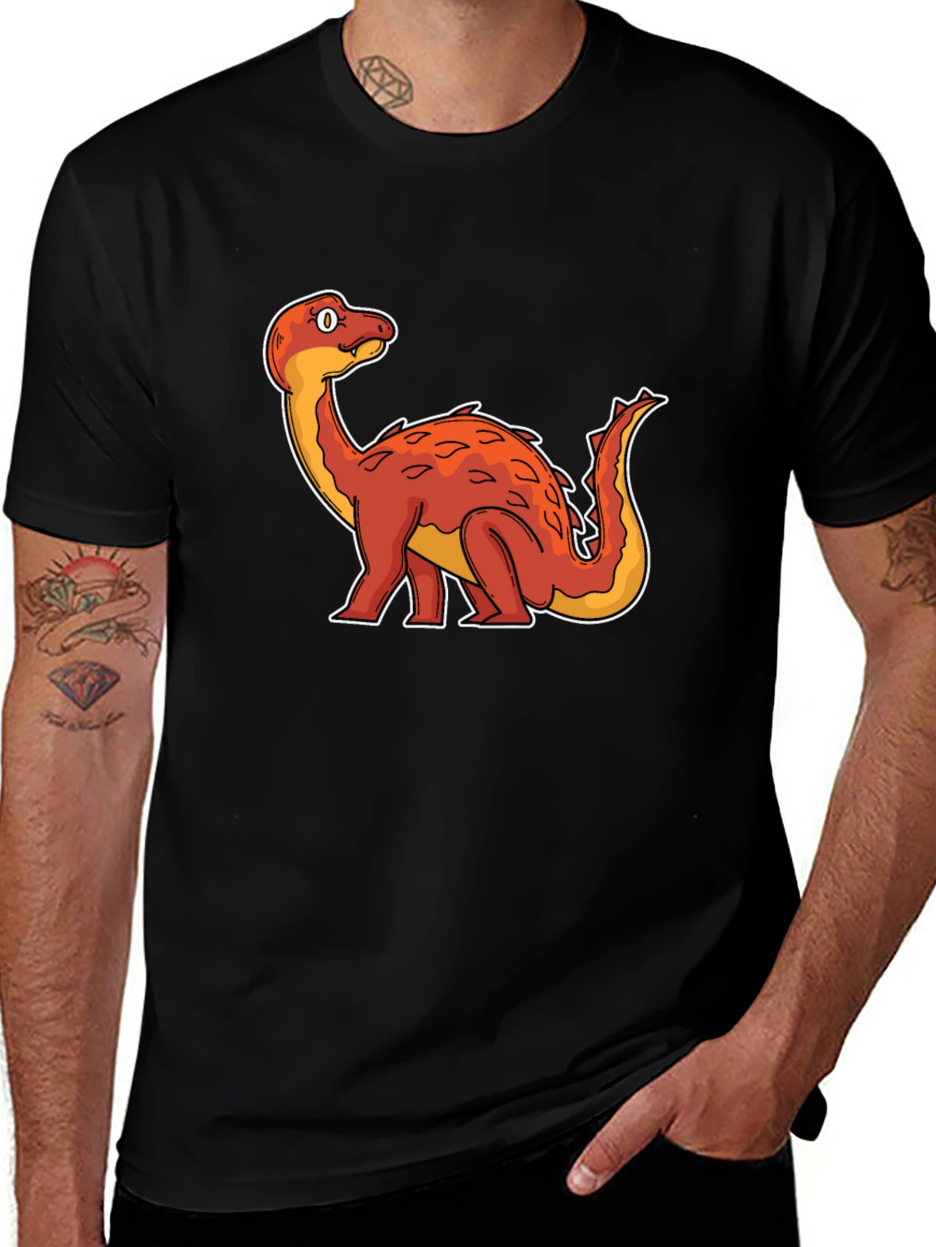 Variant 21 of Dino Cartoon Graphic Tee - Black
