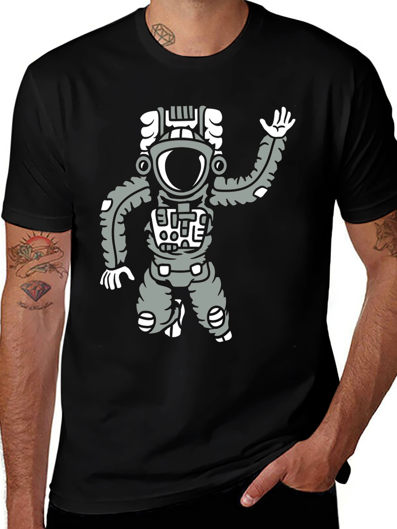Variant 7 of Astronaut Graphic Black T-Shirt