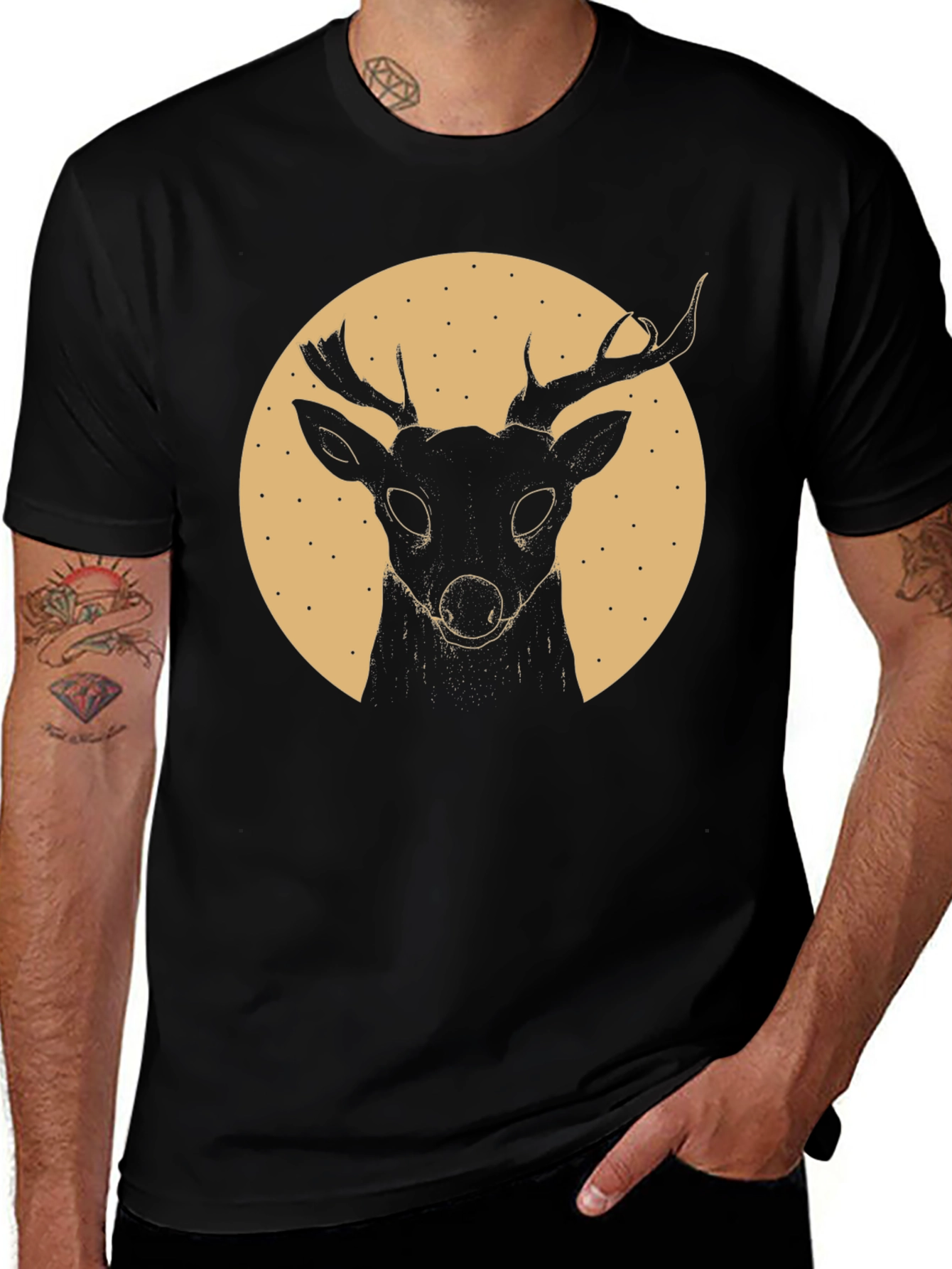 Variant 21 of Deer Silhouette Graphic Tee - Black