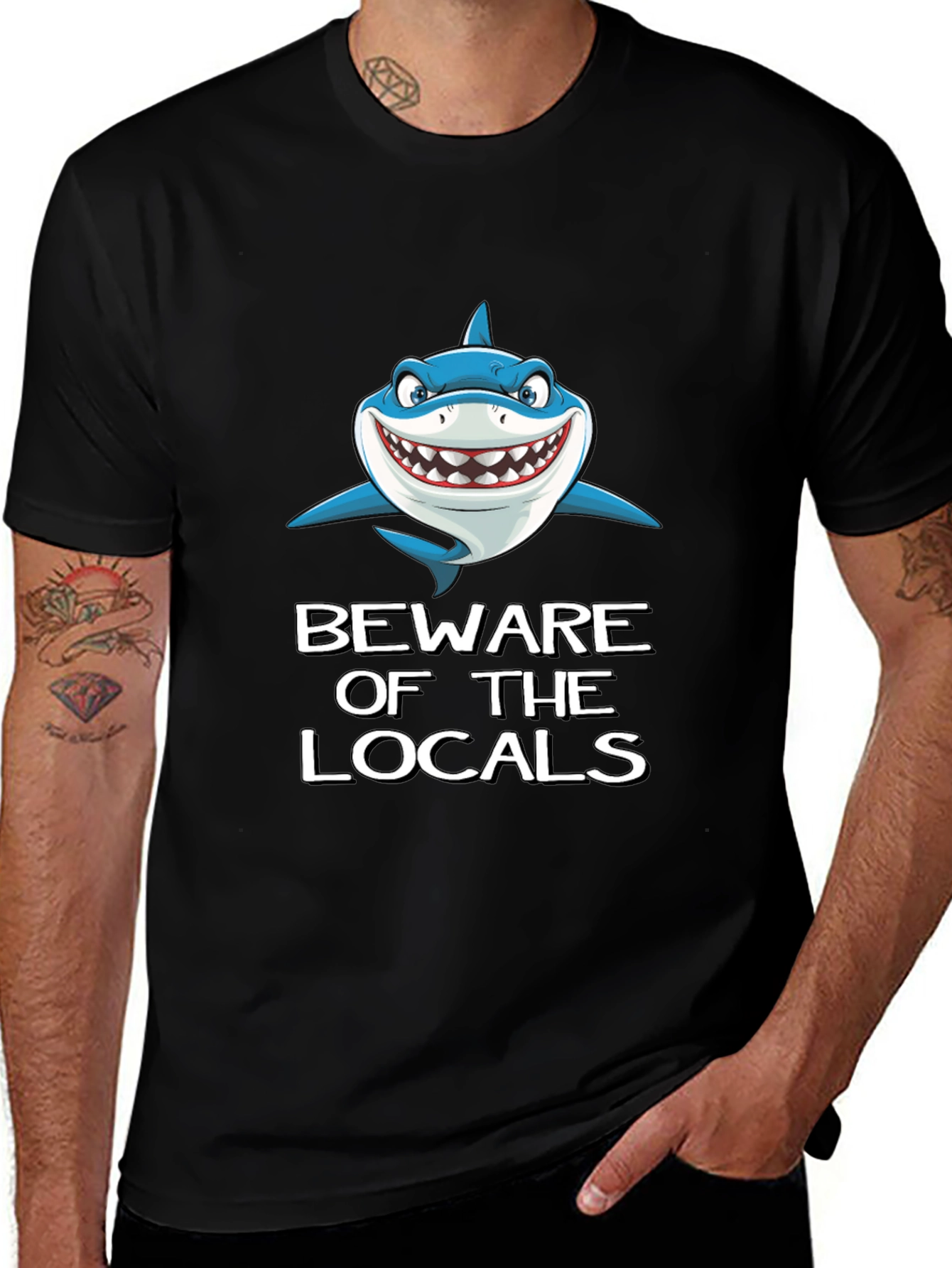 Variant 30 of Beware of Locals Graphic Black T-Shirt
