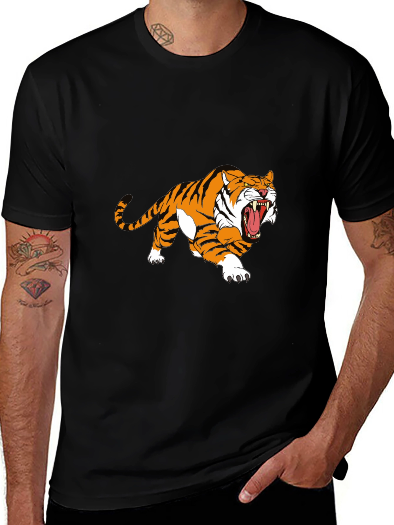 Variant 14 of Tiger Graphic Print Black T-Shirt
