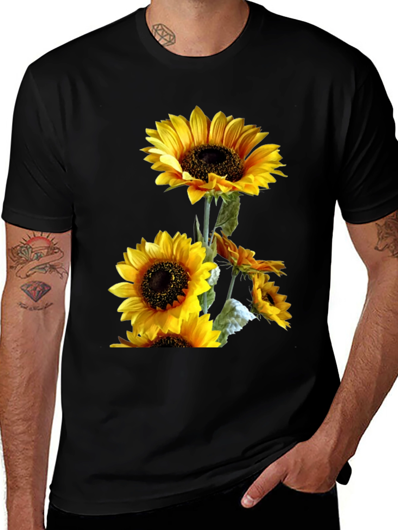 Black Sunflower Graphic T-Shirt main image