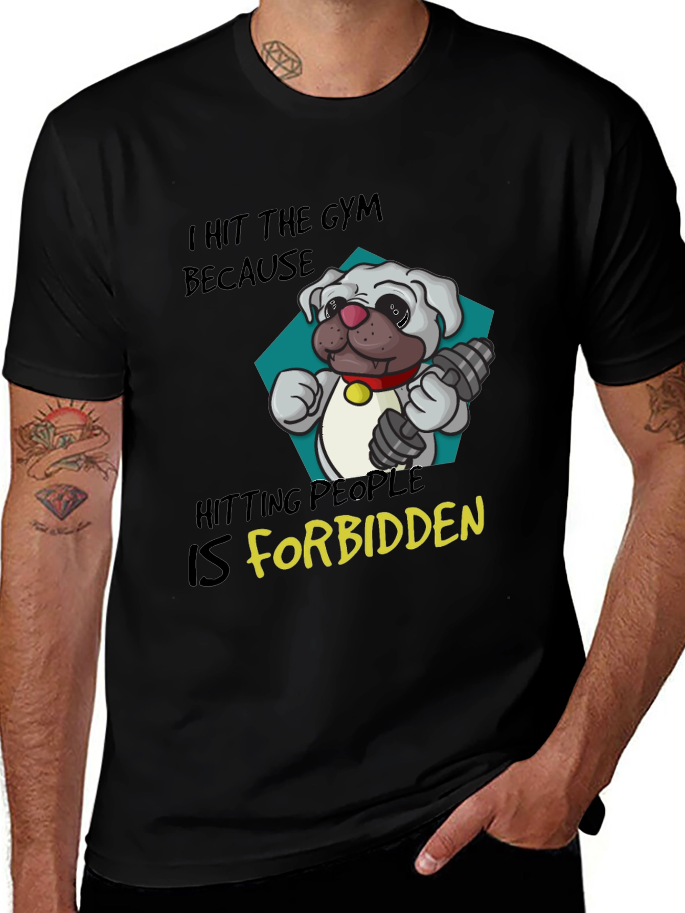 Variant 11 of Gym Dog T-Shirt: Hitting People is Forbidden