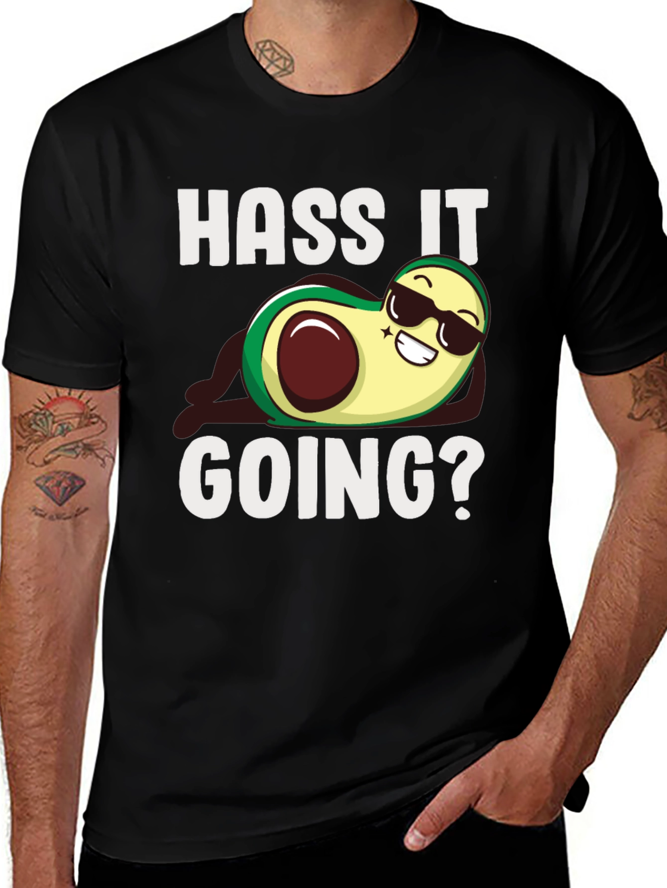 Variant 12 of Hass It Going? Avocado Graphic T-Shirt - Funny Pun Tee