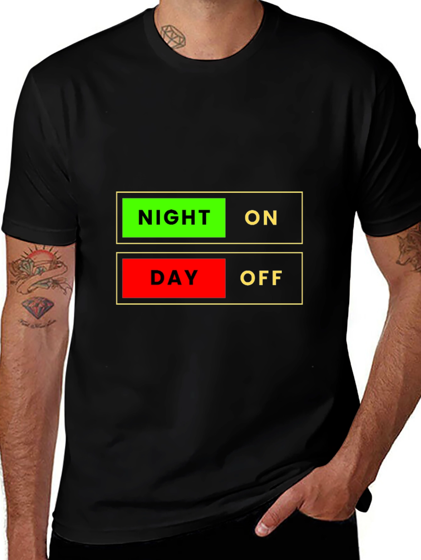 Variant 23 of Night On Day Off Graphic T-Shirt - Novelty Design