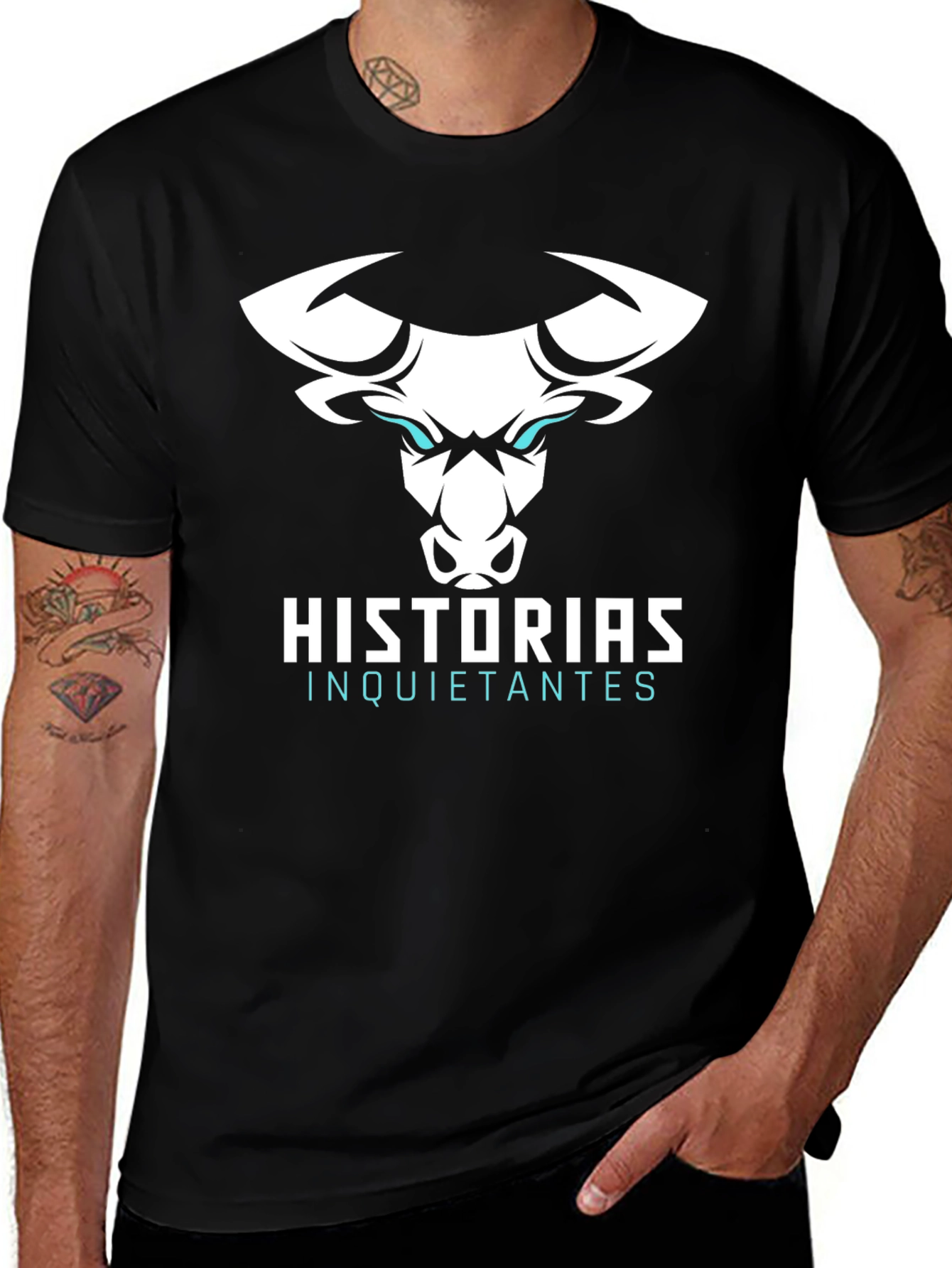 Variant 19 of Men's Black Graphic Tee - Bull Design