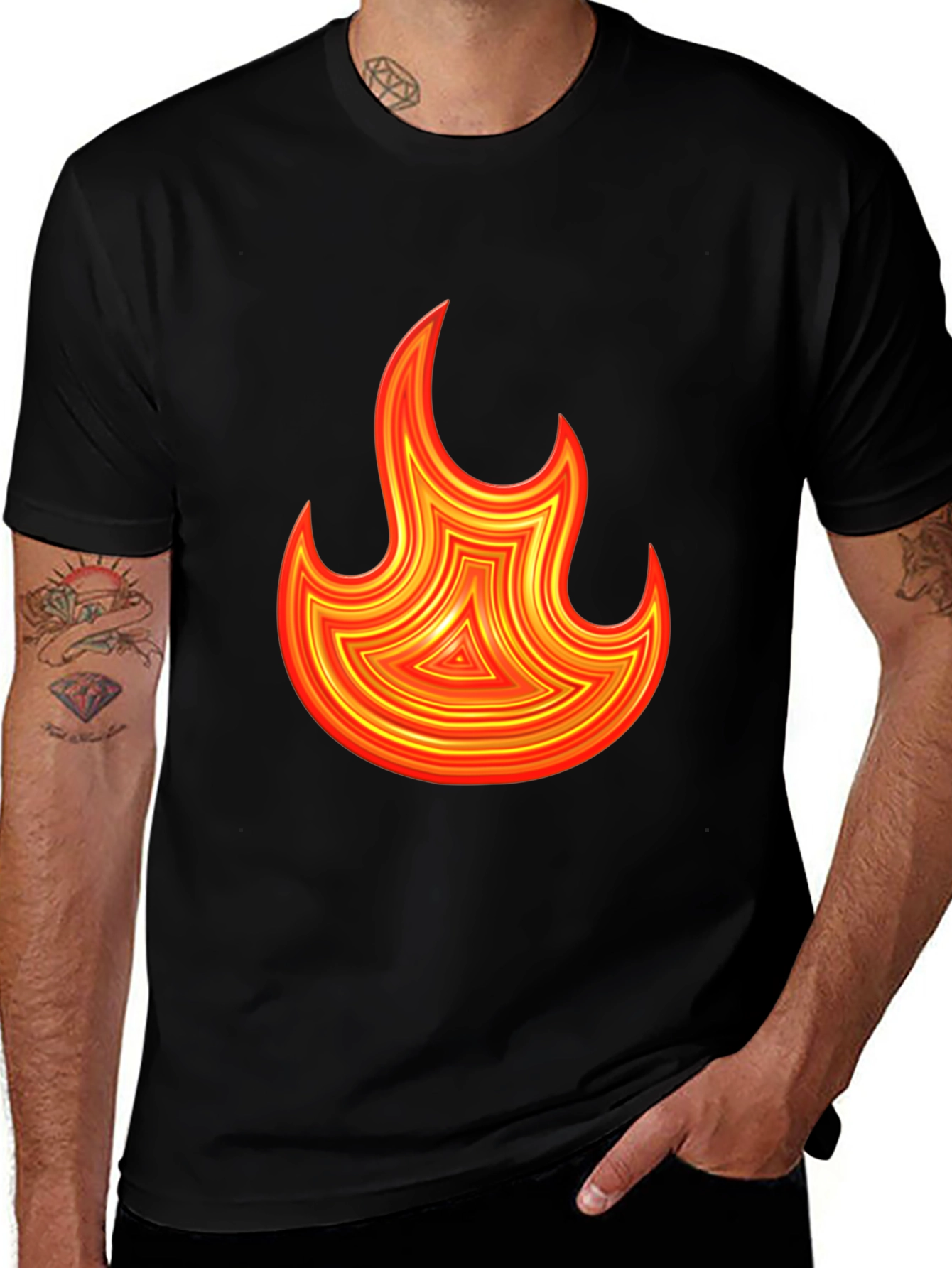 Variant 26 of Flame Graphic Tee - Black Cotton Blend