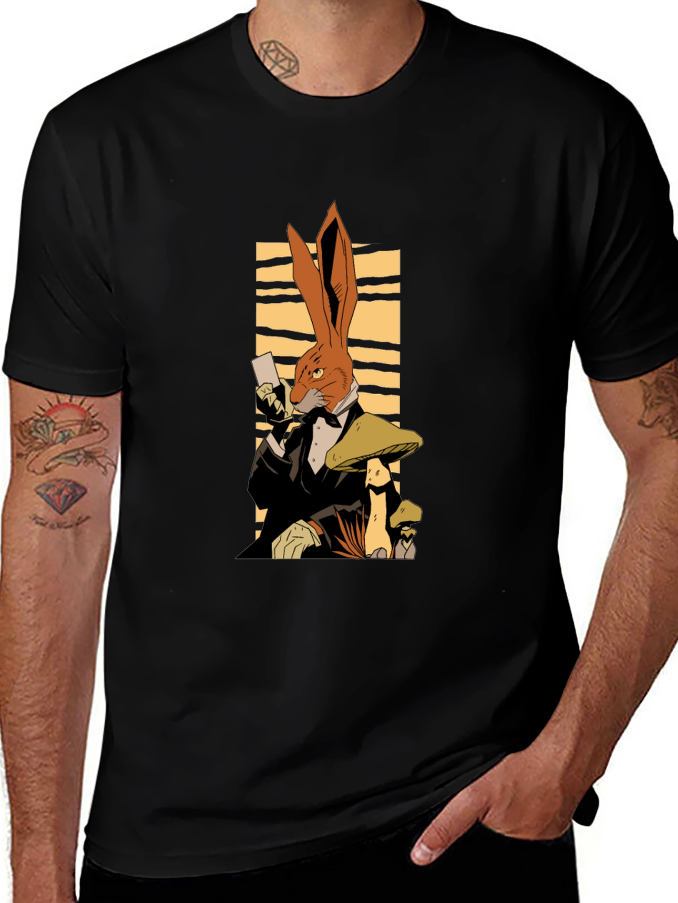 Variant 28 of Rabbit in Tuxedo Black T-Shirt