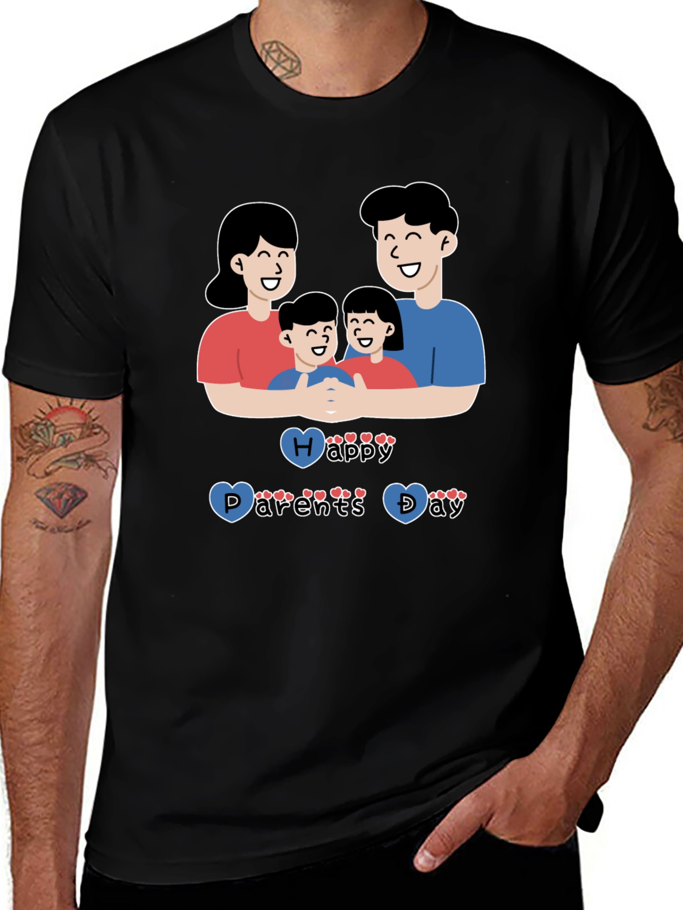 Variant 12 of Happy Parents Day Graphic T-Shirt, Black