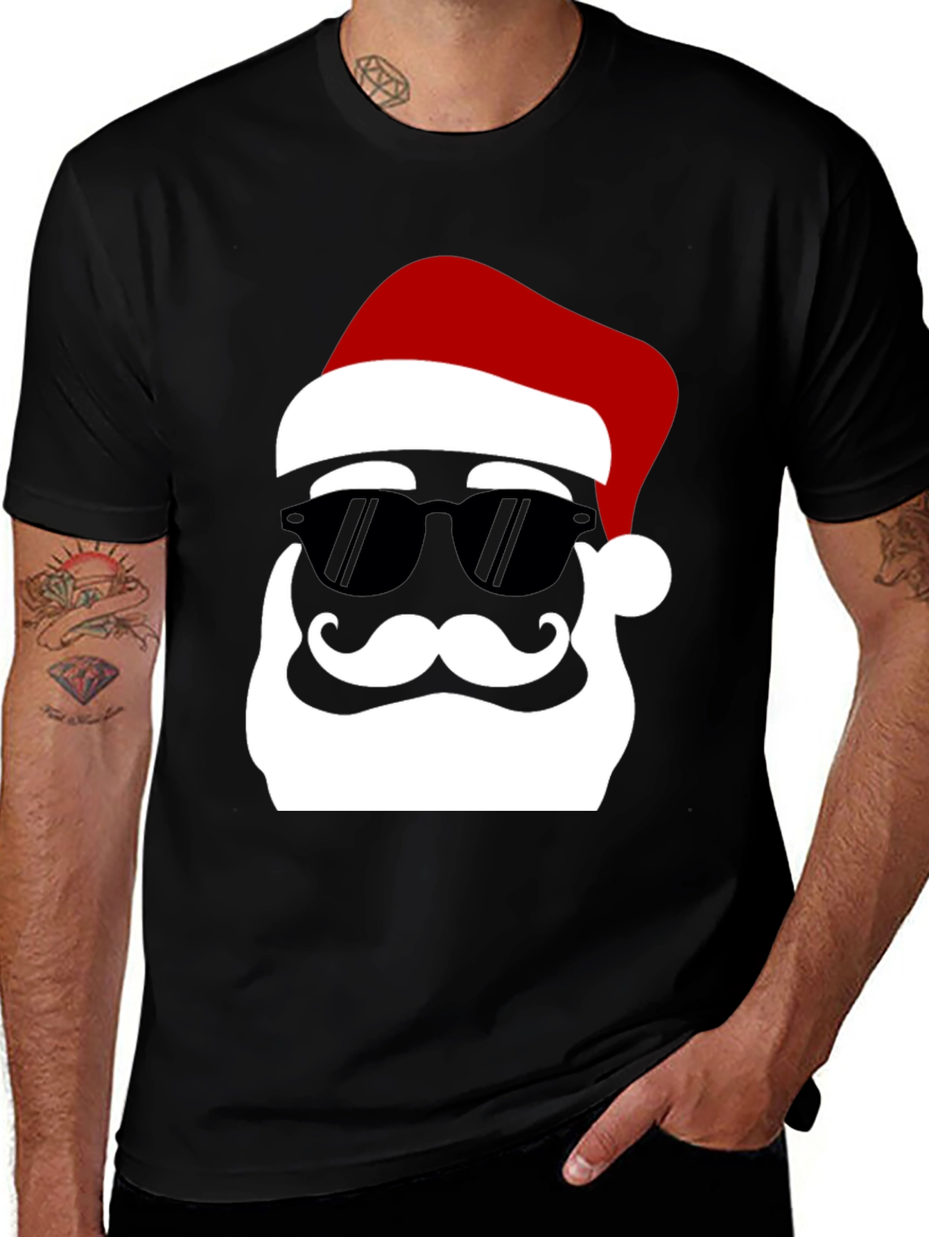 Cool Santa T-Shirt - Black Christmas Holiday Tee