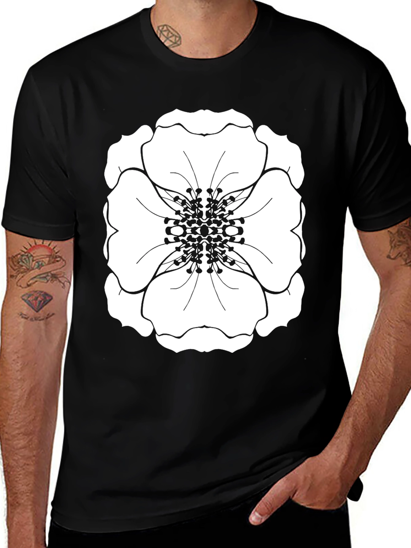 Variant 28 of Floral Graphic Tee - Black
