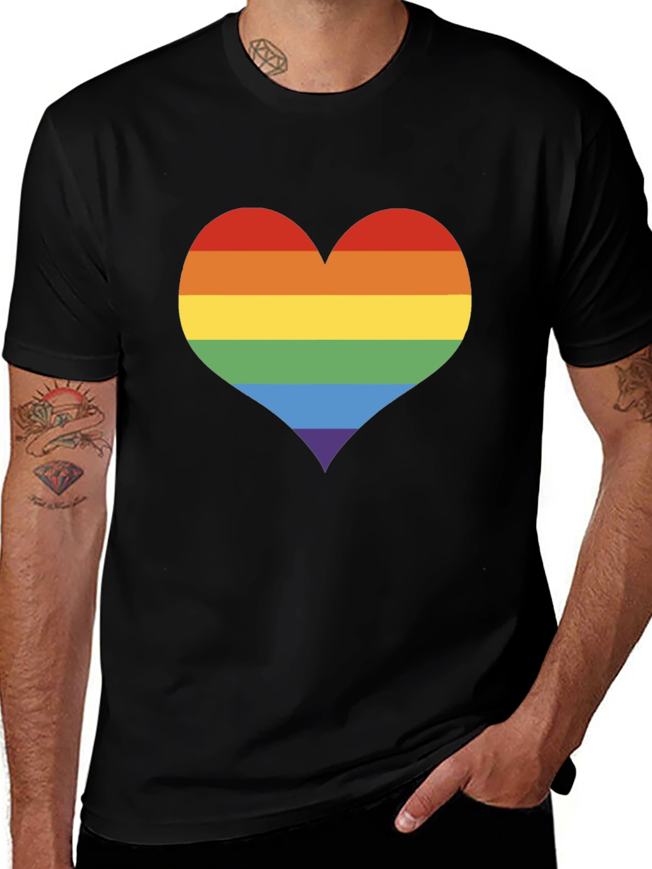 Black Pride Heart Graphic Tee - Black Cotton T-Shirt main image