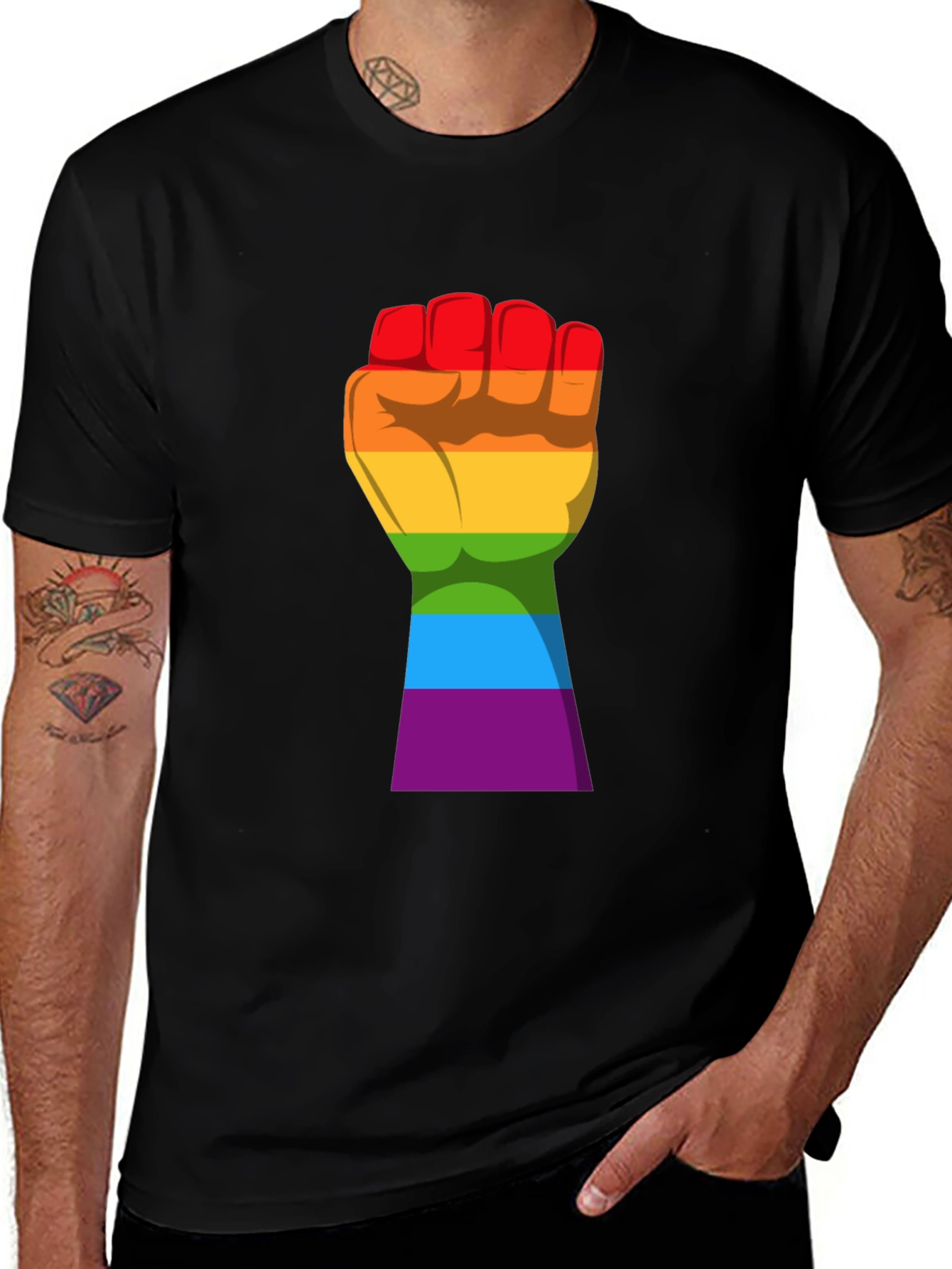 Variant 21 of Pride Fist Black T-Shirt