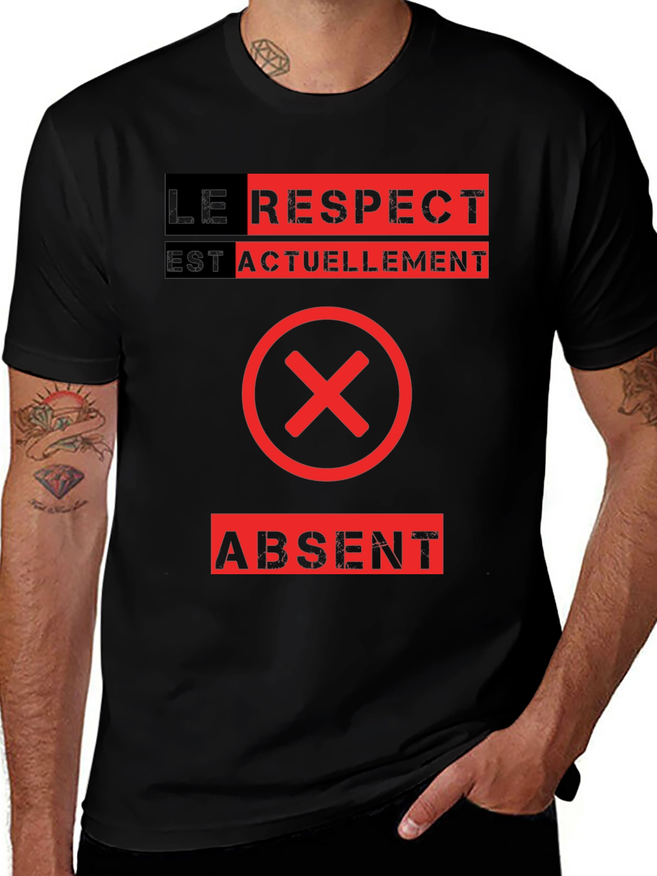 Variant 8 of Le Respect Est Absent Graphic Tee - Black