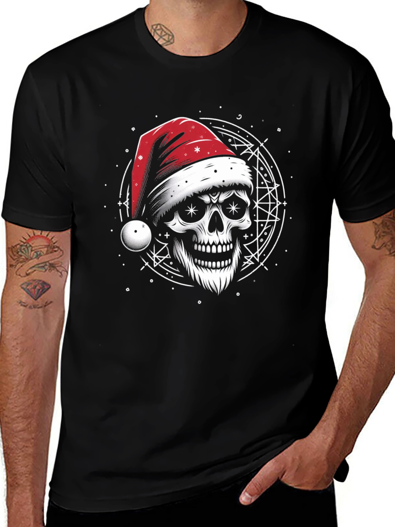 Skull Santa Hat T-Shirt - Holiday Style