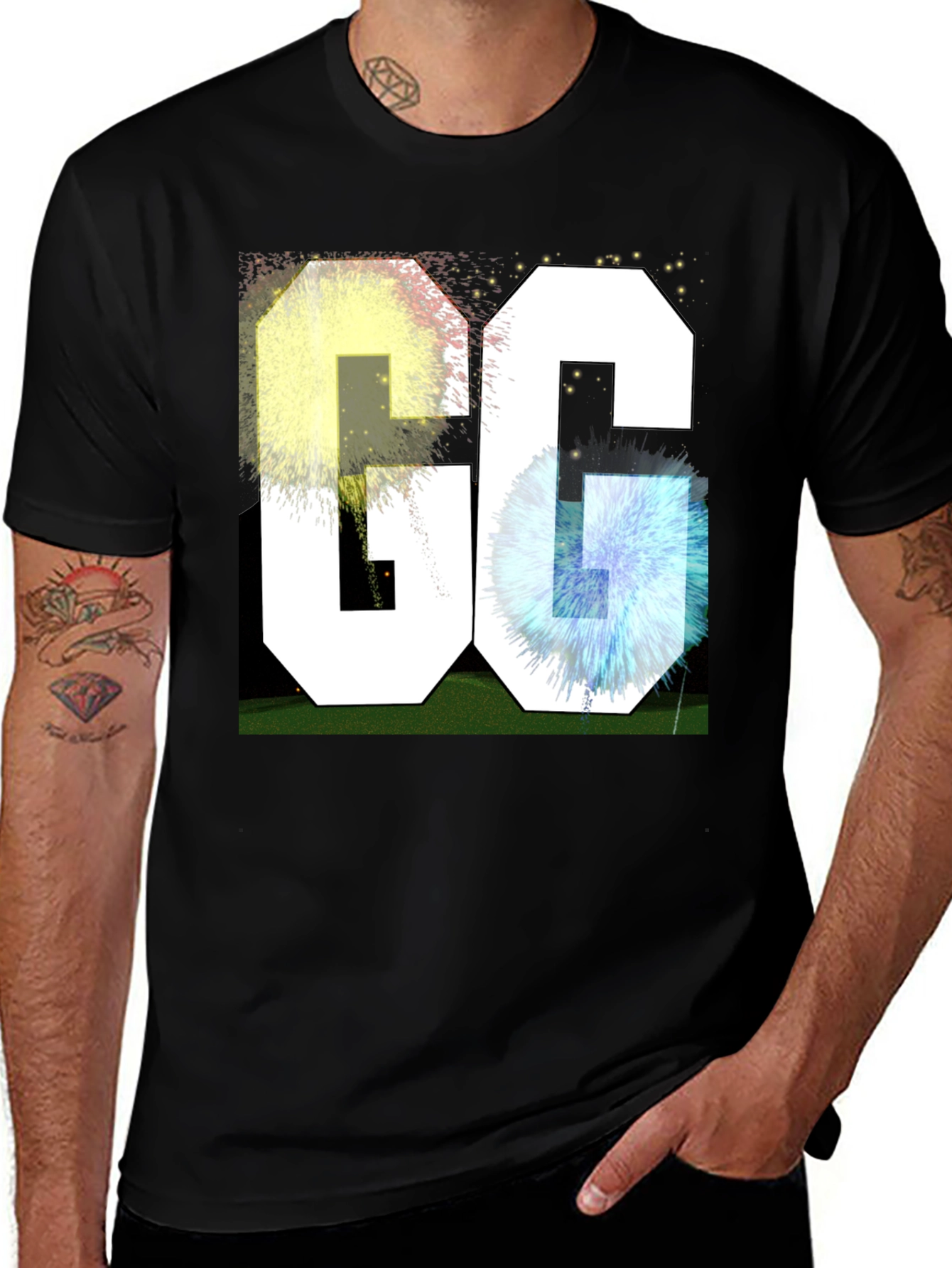 Variant 24 of GG Fireworks Graphic T-Shirt - Black