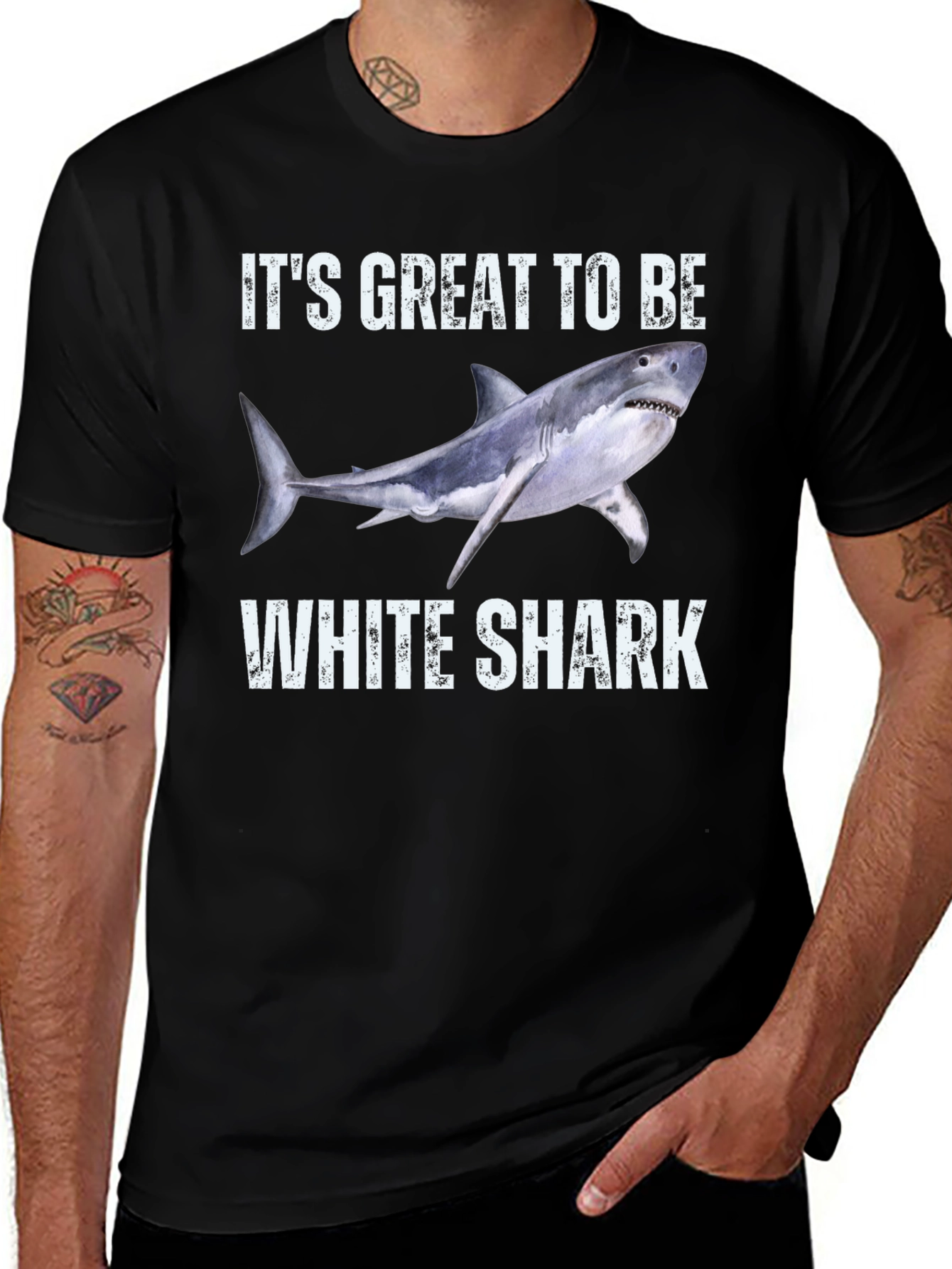 Variant 4 of It's Great To Be White Shark T-Shirt