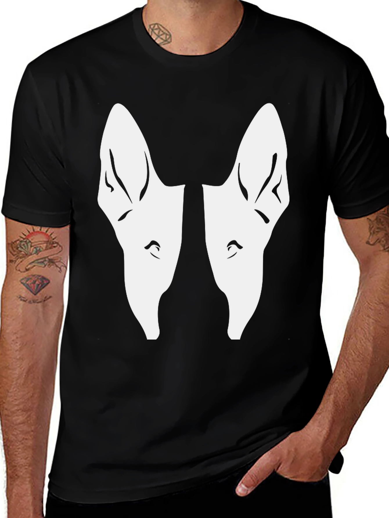 Variant 13 of Dog Ears Graphic Black T-Shirt - Unique Design