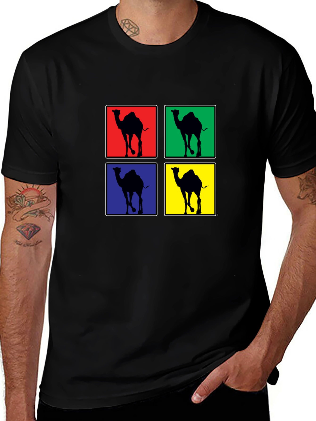 Camel Pop Art Black T-Shirt