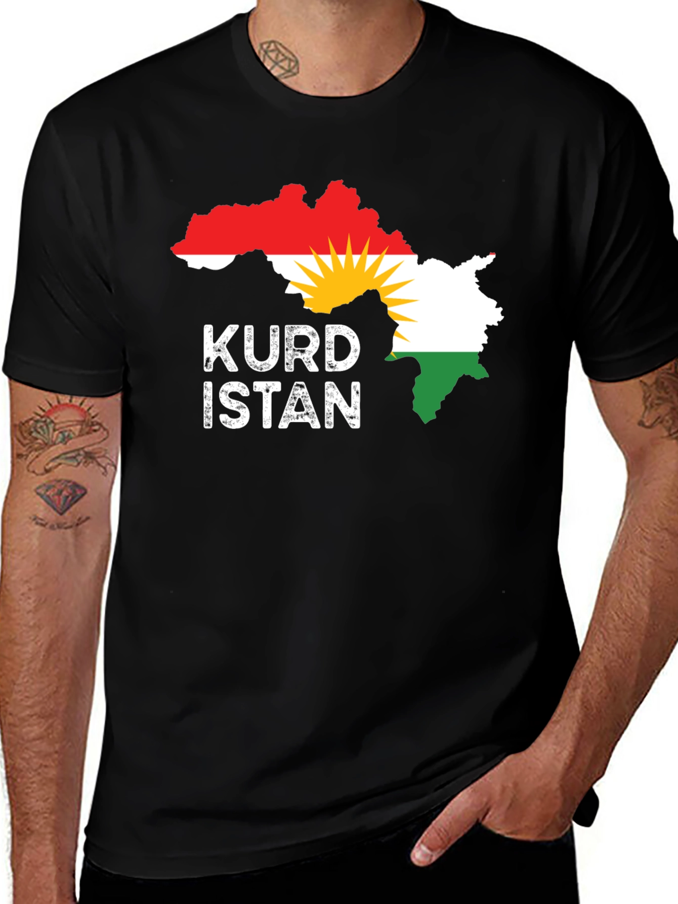 Kurdistan Flag Map T-Shirt - Kurdish Pride Tee