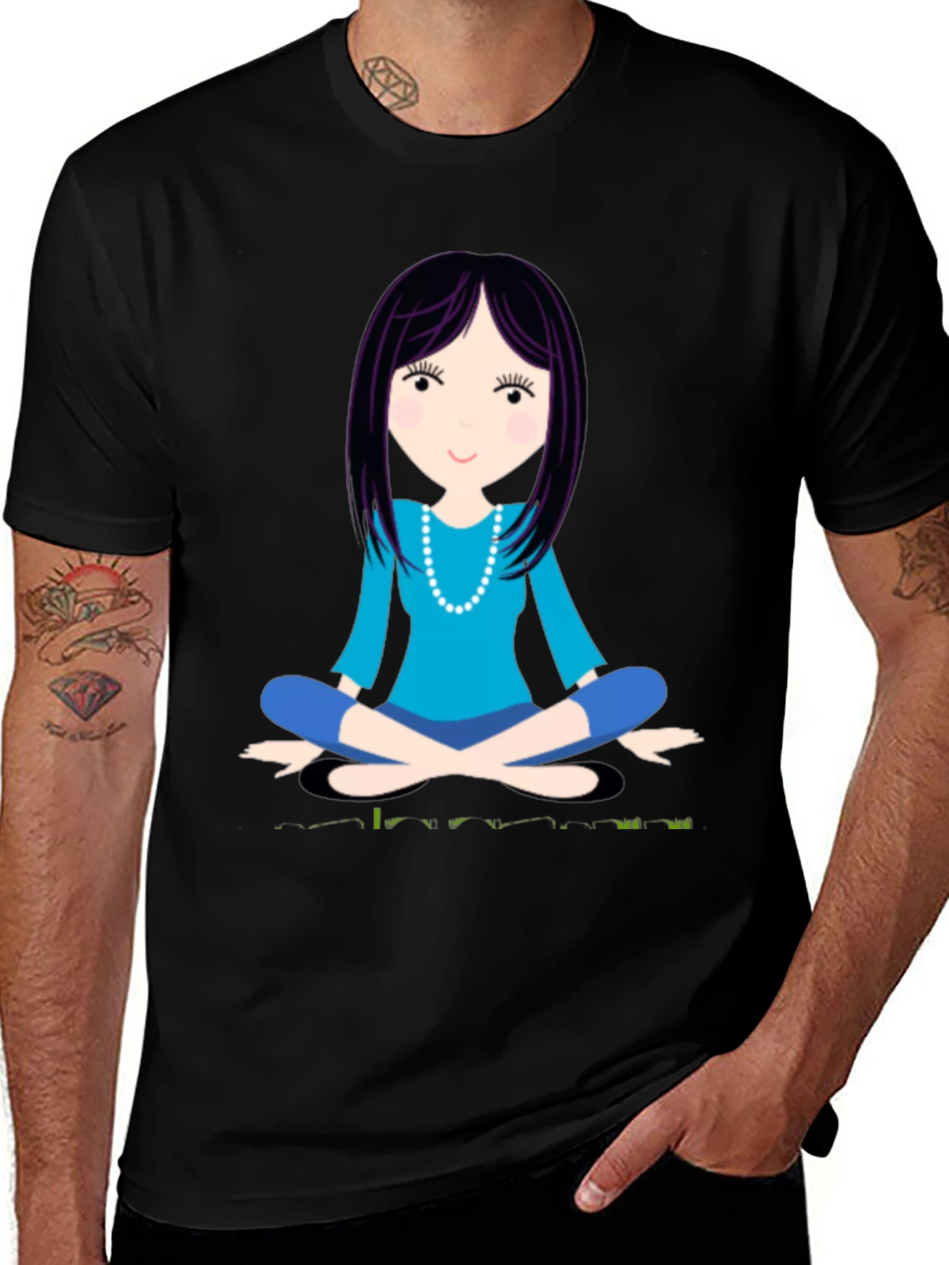Variant 15 of Meditating Woman Graphic Tee - Black