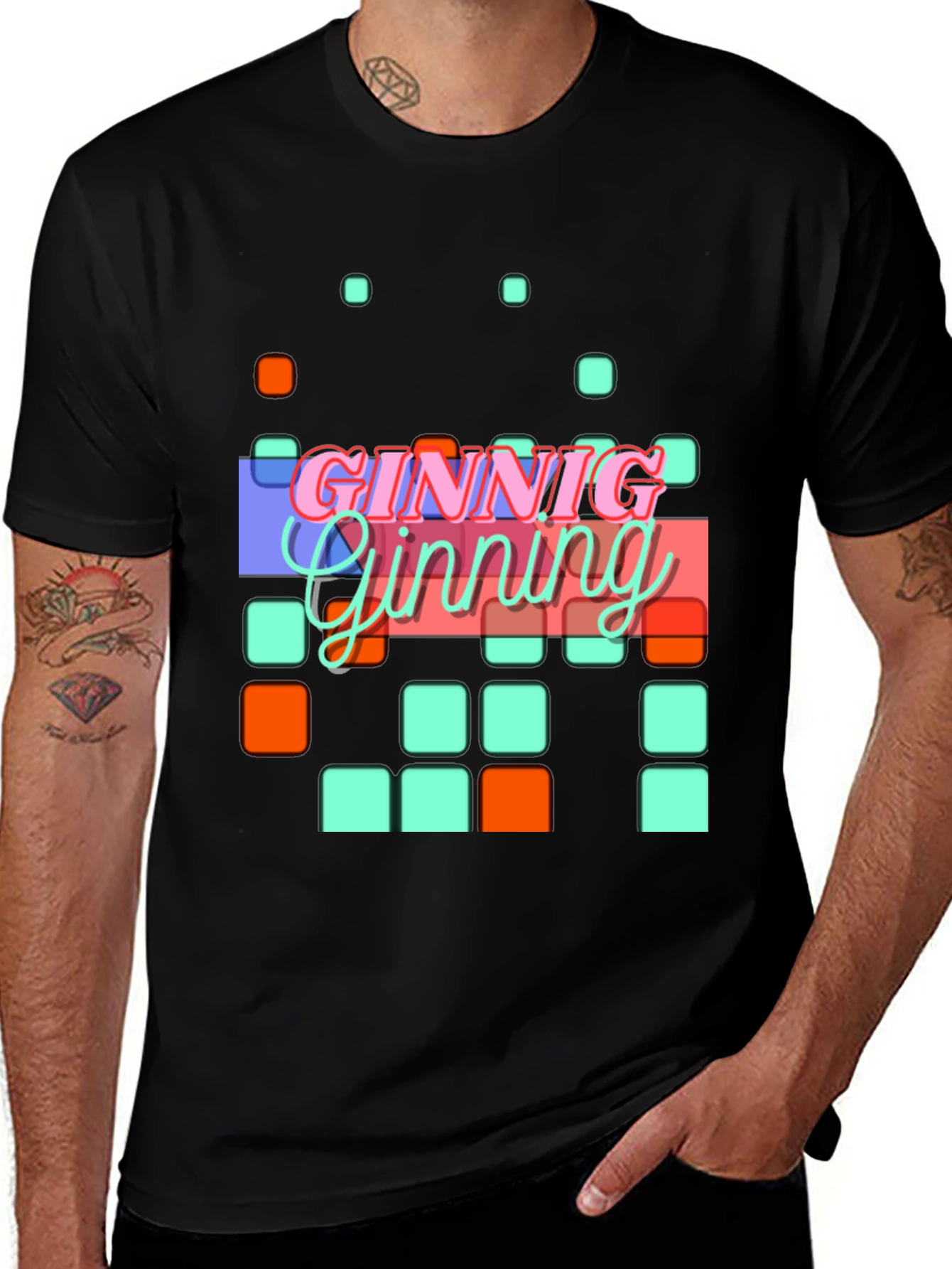 Variant 3 of Ginnig Graphic Tee - Pixelated Design