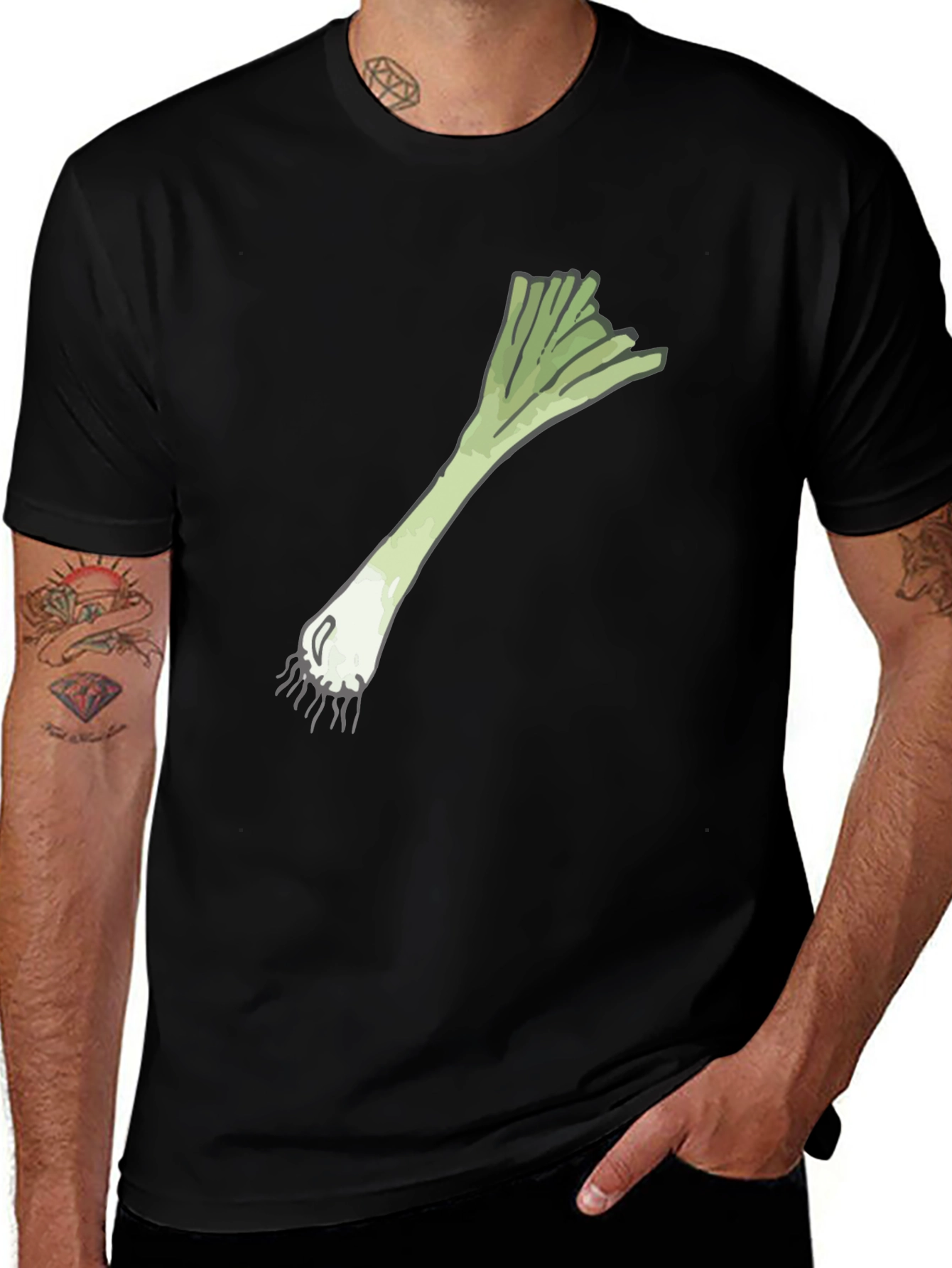 Variant 18 of Leek Graphic Black T-Shirt