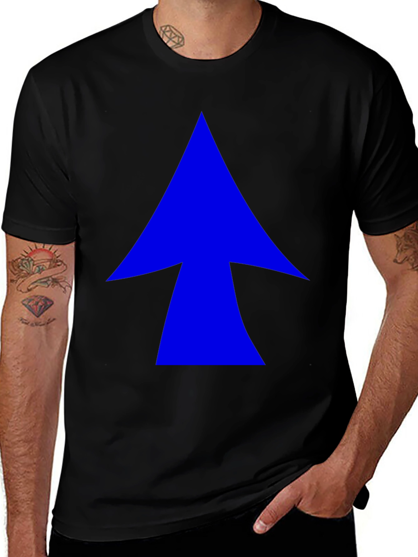 Variant 15 of Blue Arrow Graphic Black T-Shirt - Casual Style